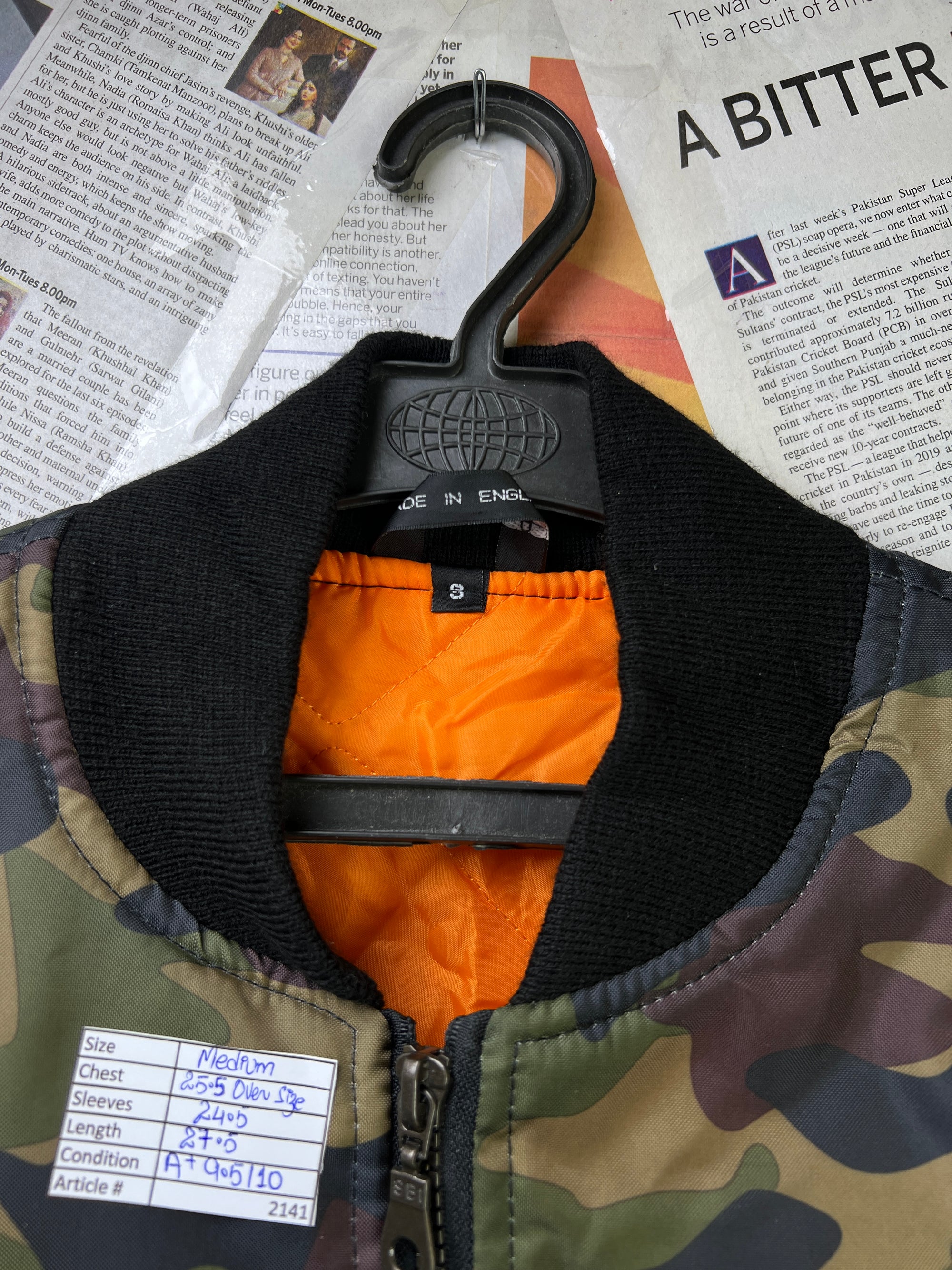 Made in England® Medium | Chest 25.5 | Oversize Bomber Jacket | Army Green | 2141