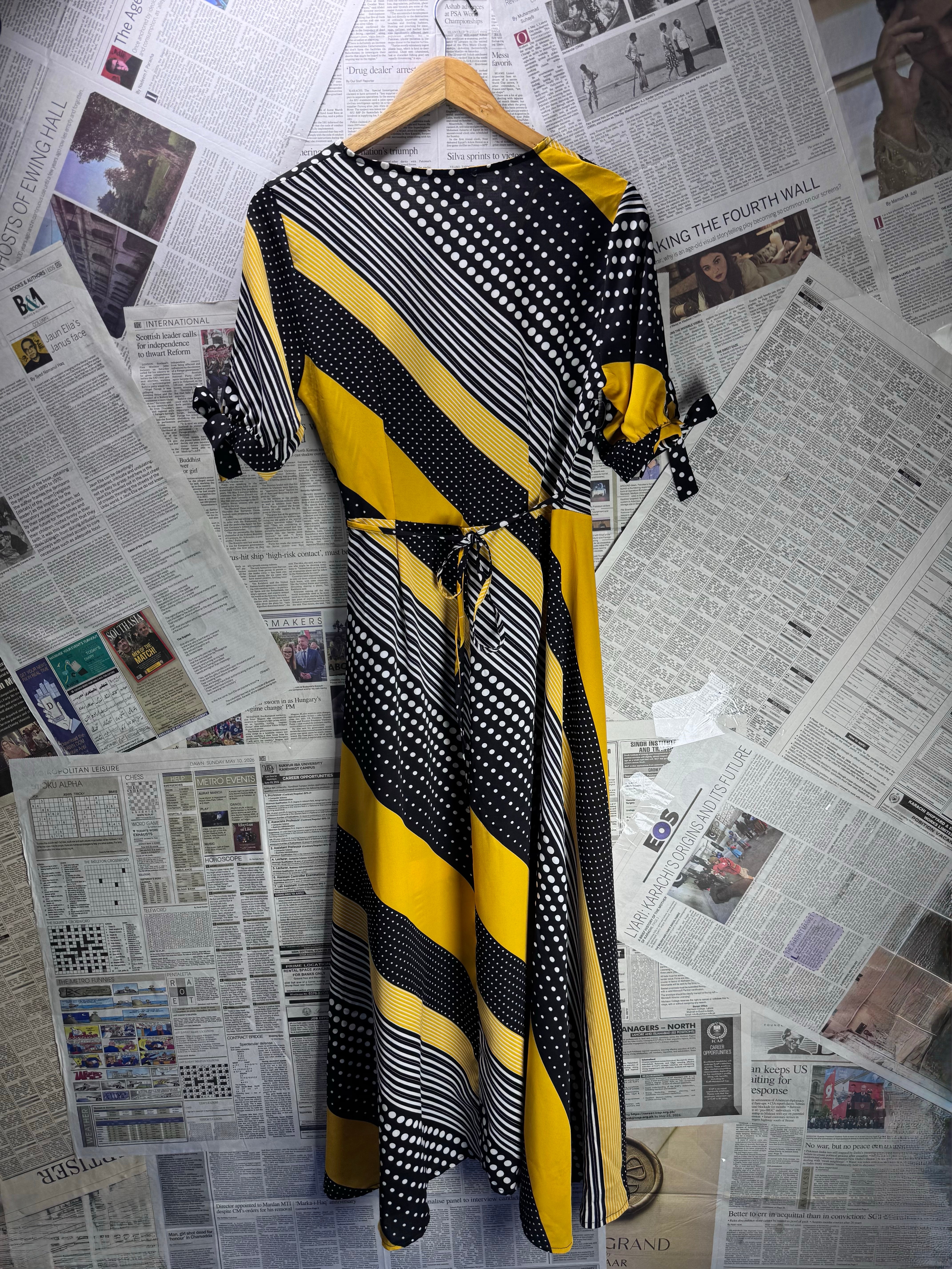 Armani® Small | Bust: 17.5" | Abstract Print | Wrap Maxi Dress | B1 - 5365 - Genuine Maal