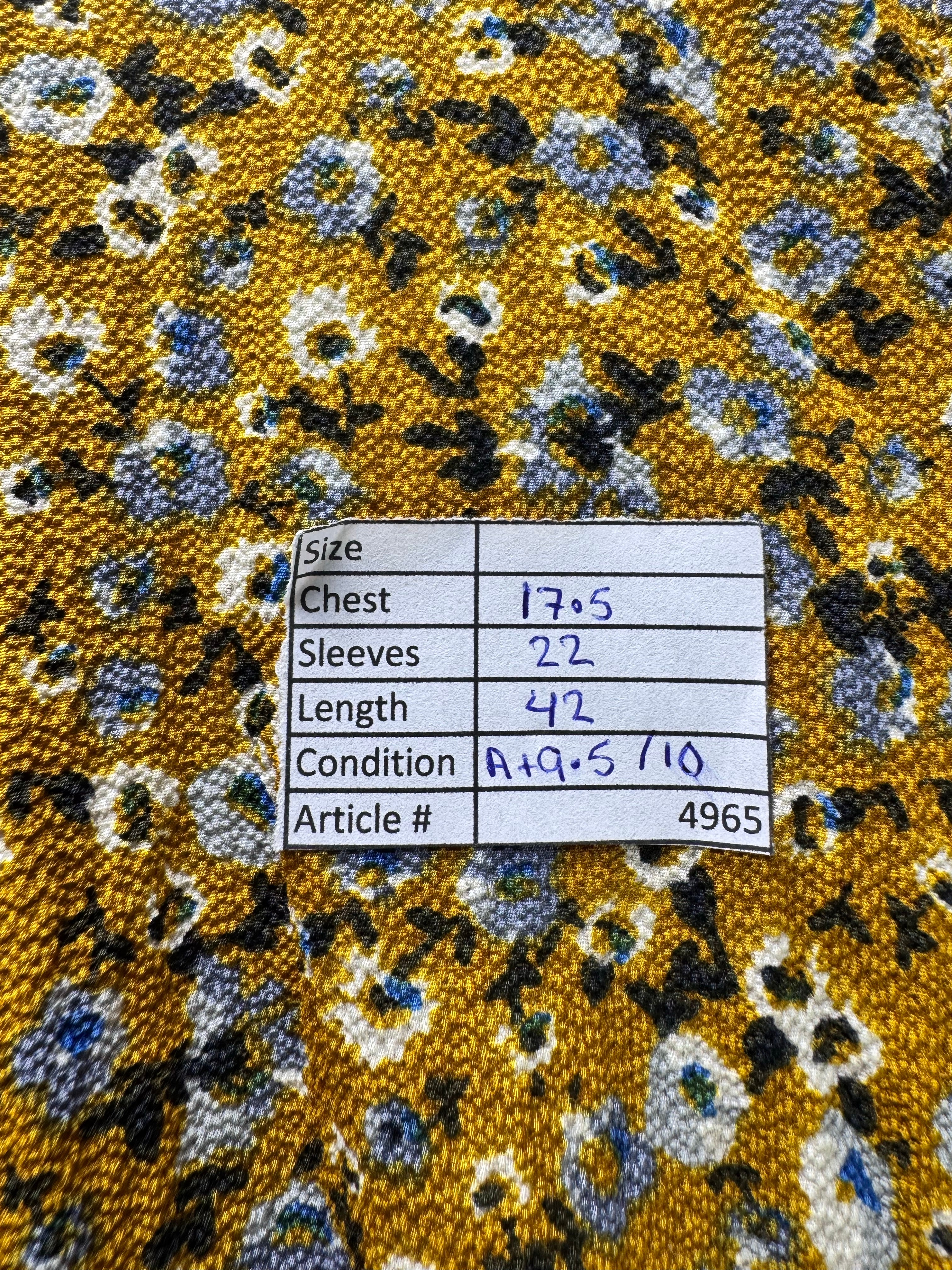 ® Small | Bust: 17.5" | Mustard Floral | Button - down Midi Dress | B1 - 4965 - Genuine Maal