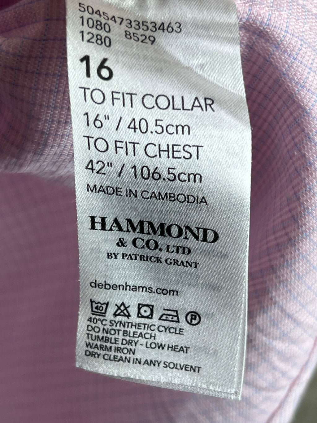 Hammond & Co.® Large | Chest: 23" | Peach Check | Shirt | 2134