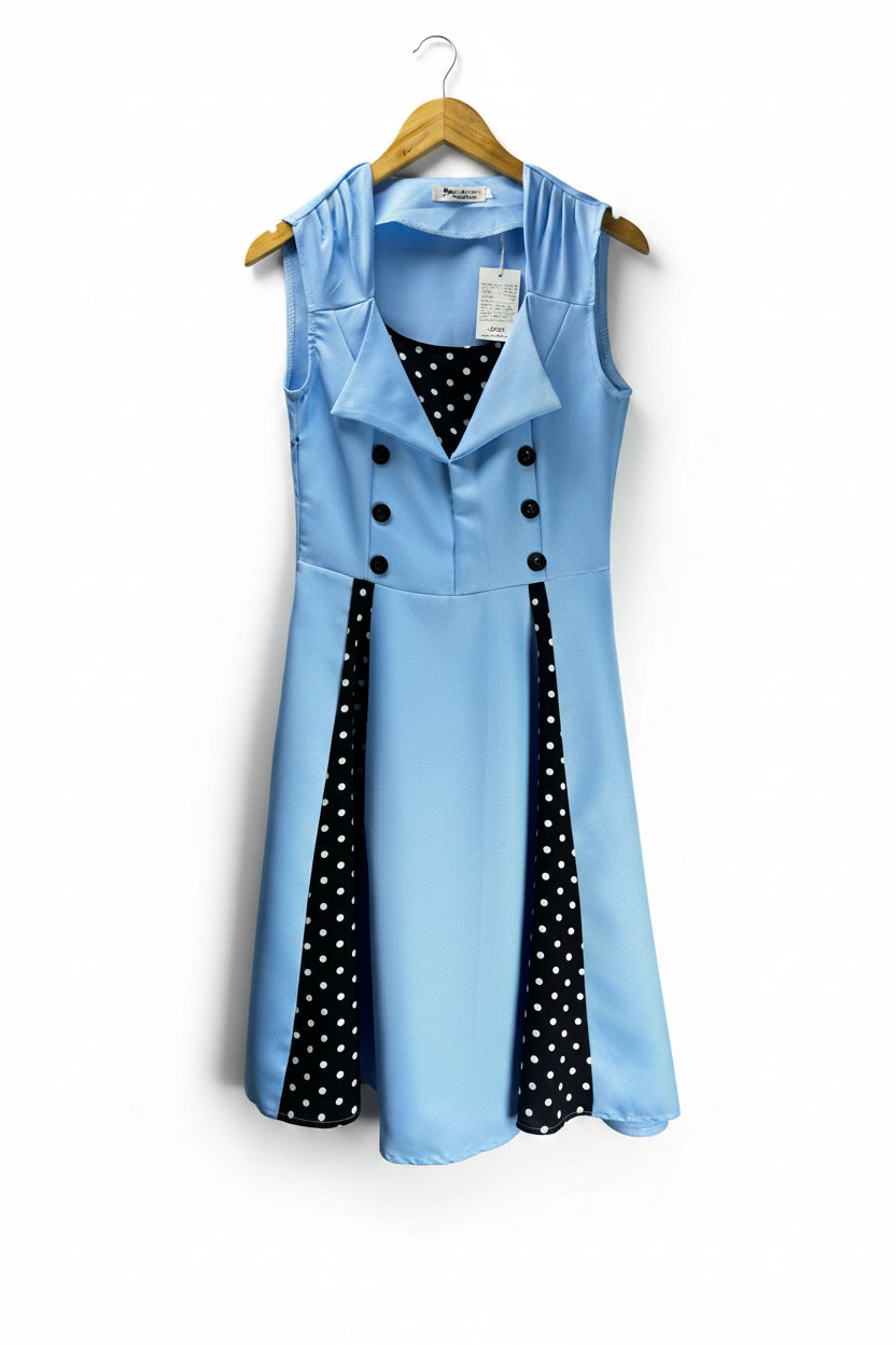 Kiuya® XS | Bust: 16" | Blue | Fit and Flare Midi Dress | B1 - 5170 - Genuine Maal