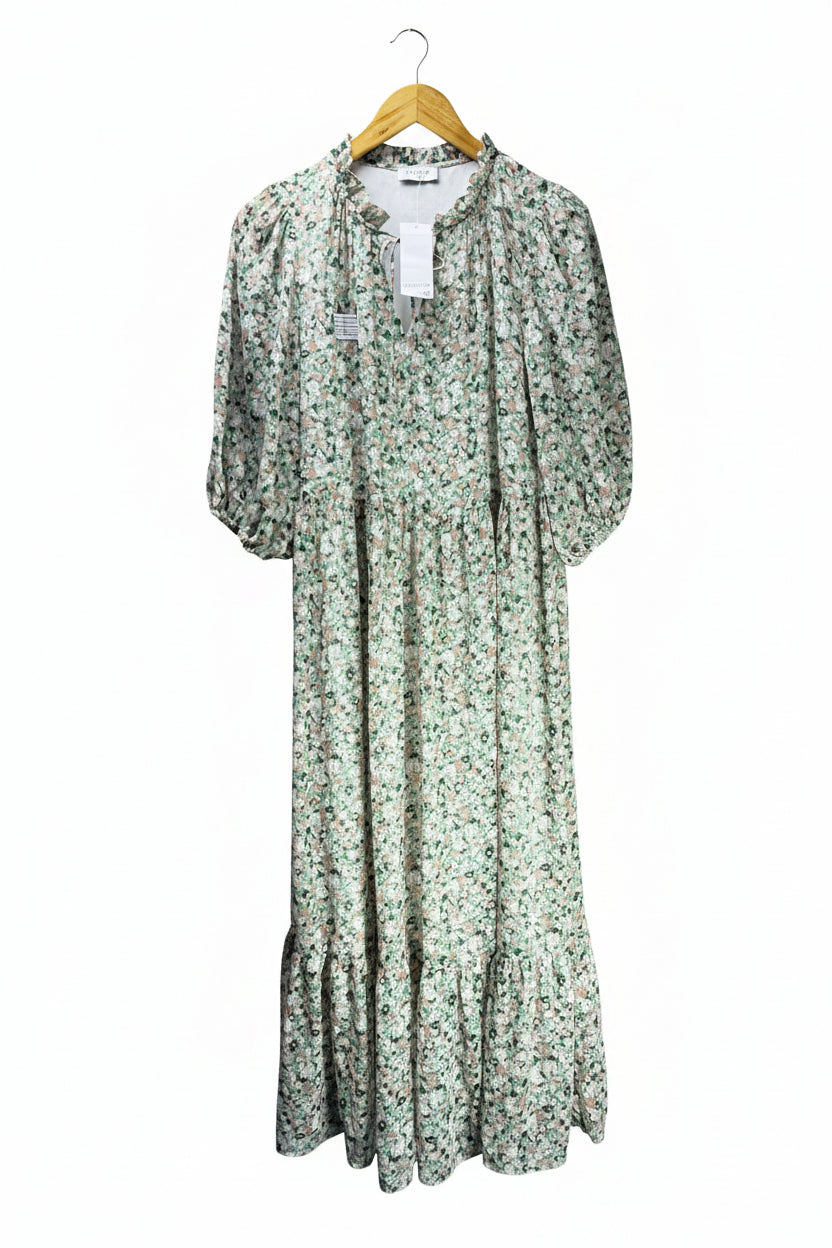 Papaya® Large | Bust: 20" | Floral | Tiered Smock Midi Dress | B1 - 5366 - Genuine Maal