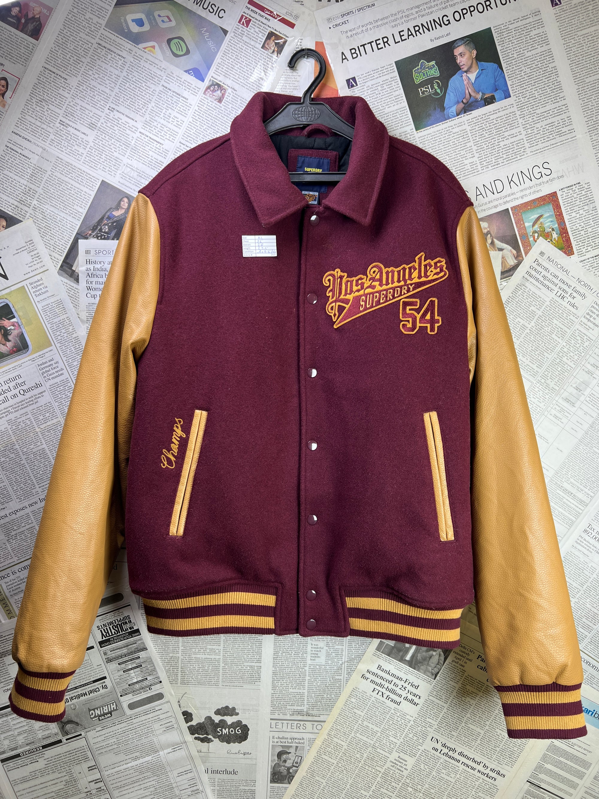 Super Dry® XL | Chest: 25" | Maroon | Varsity Jacket | 2126 - Genuine Maal
