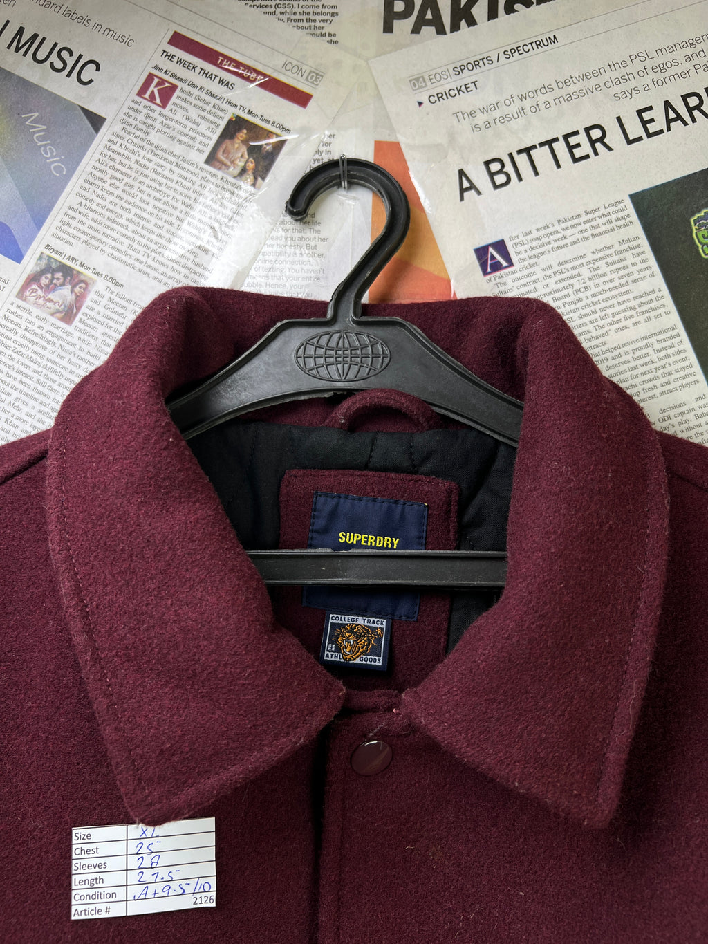 Super Dry® XL | Chest: 25" | Maroon | Varsity Jacket | 2126 - Genuine Maal