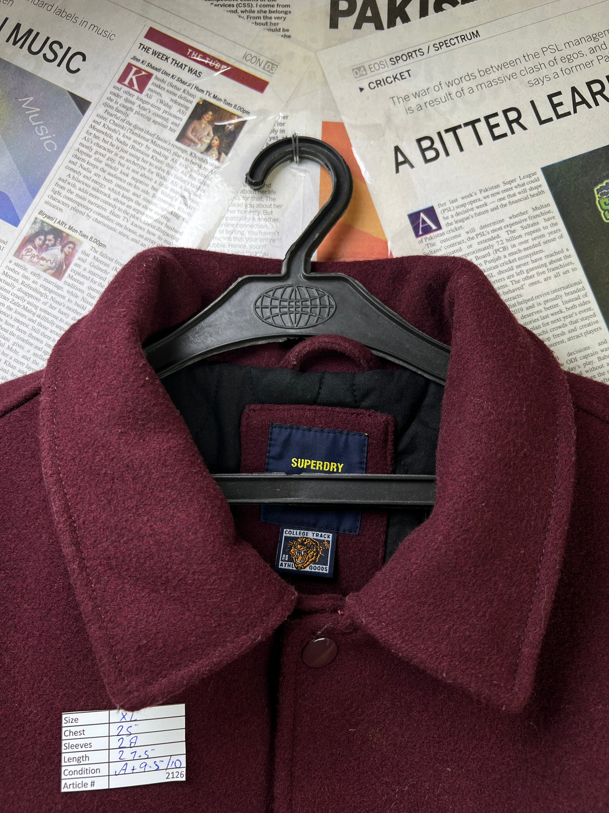 Super Dry® XL | Chest: 25" | Maroon | Varsity Jacket | 2126 - Genuine Maal