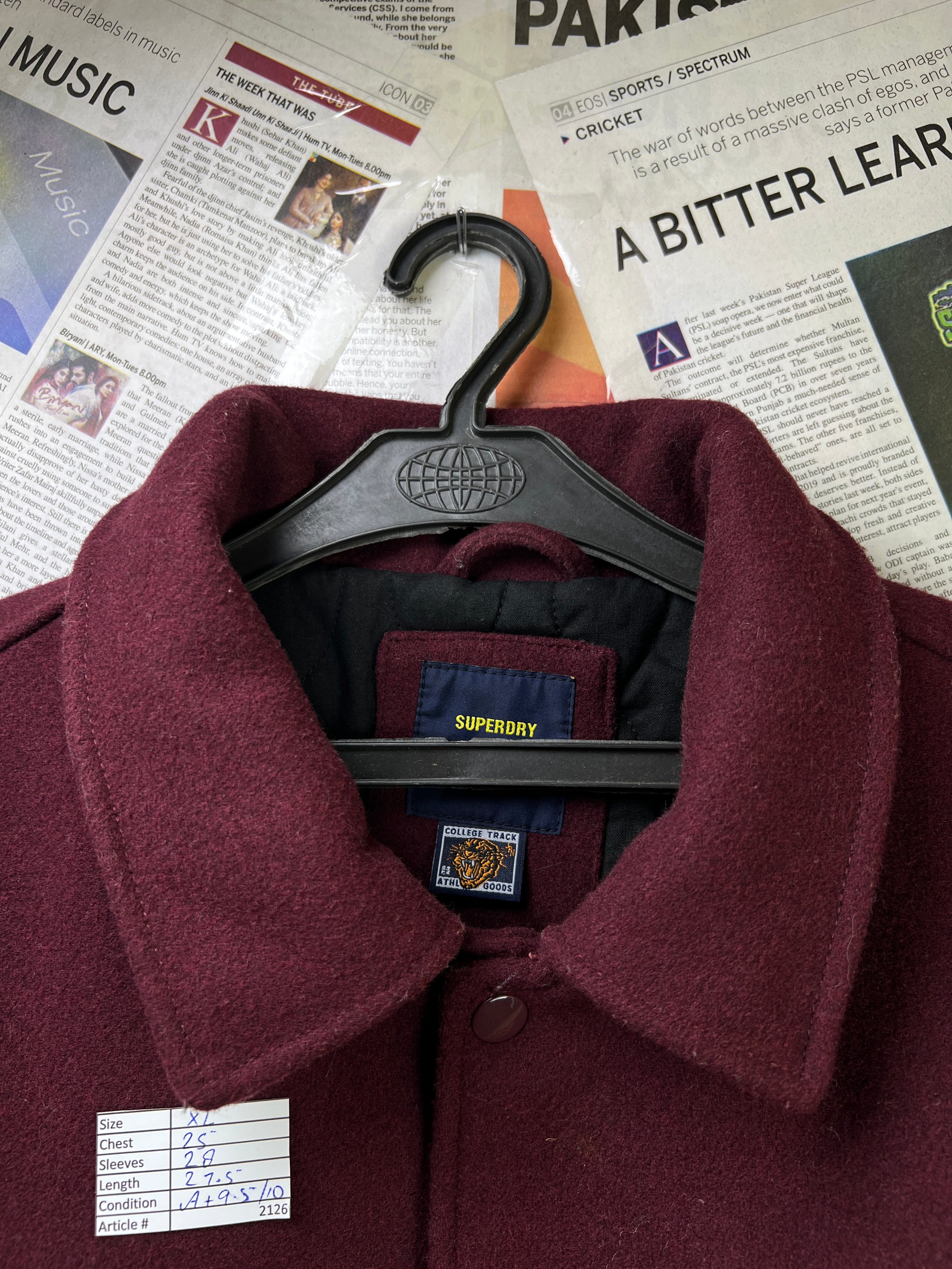 Super Dry® XL | Chest: 25" | Maroon | Varsity Jacket | 2126 - Genuine Maal
