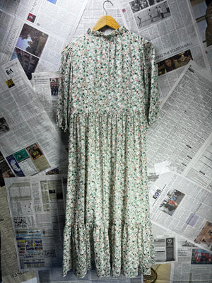 Papaya® Large | Bust: 20" | Floral | Tiered Smock Midi Dress | B1 - 5366 - Genuine Maal