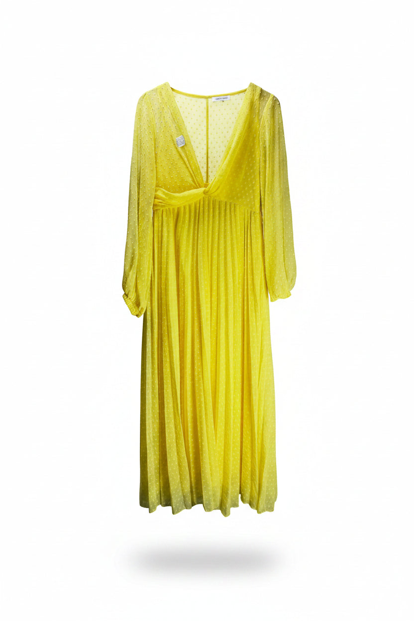 Asos® Small | Bust: 18" | Yellow | Swiss Dot Plunged Maxi Dress | B1 - 5162 - Genuine Maal