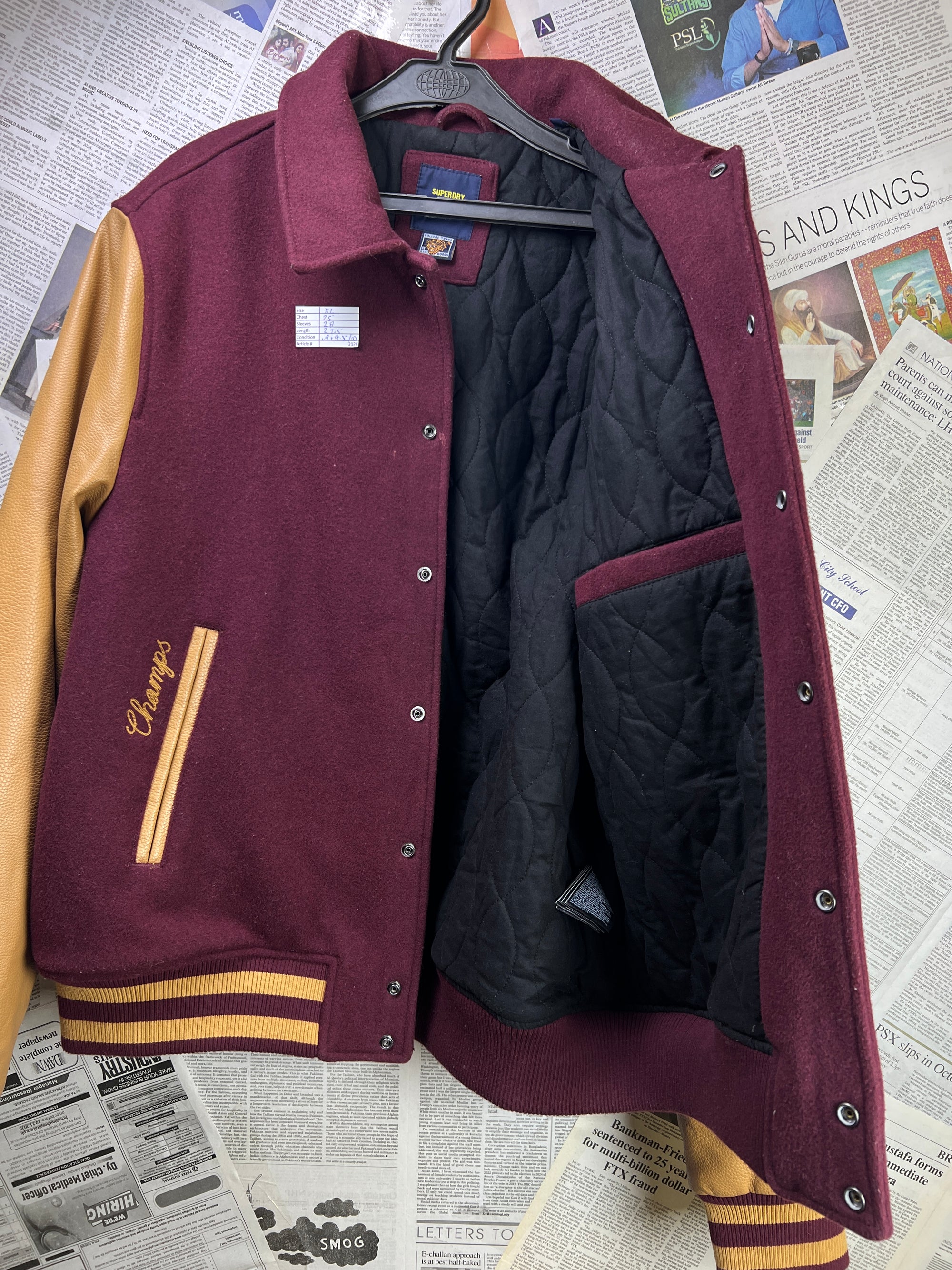 Super Dry® XL | Chest: 25" | Maroon | Varsity Jacket | 2126 - Genuine Maal