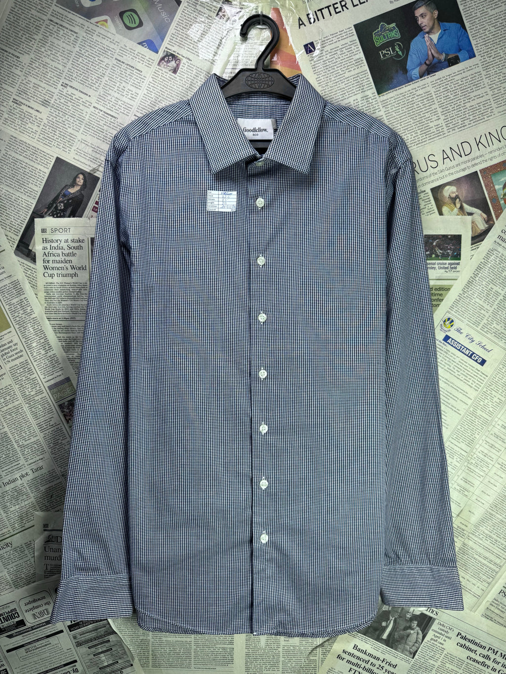 Goodfellow® Medium | Chest: 22.5" | Grey & White Check | Shirt | Cotton - Poly - Spandex | 3824 - Genuine Maal
