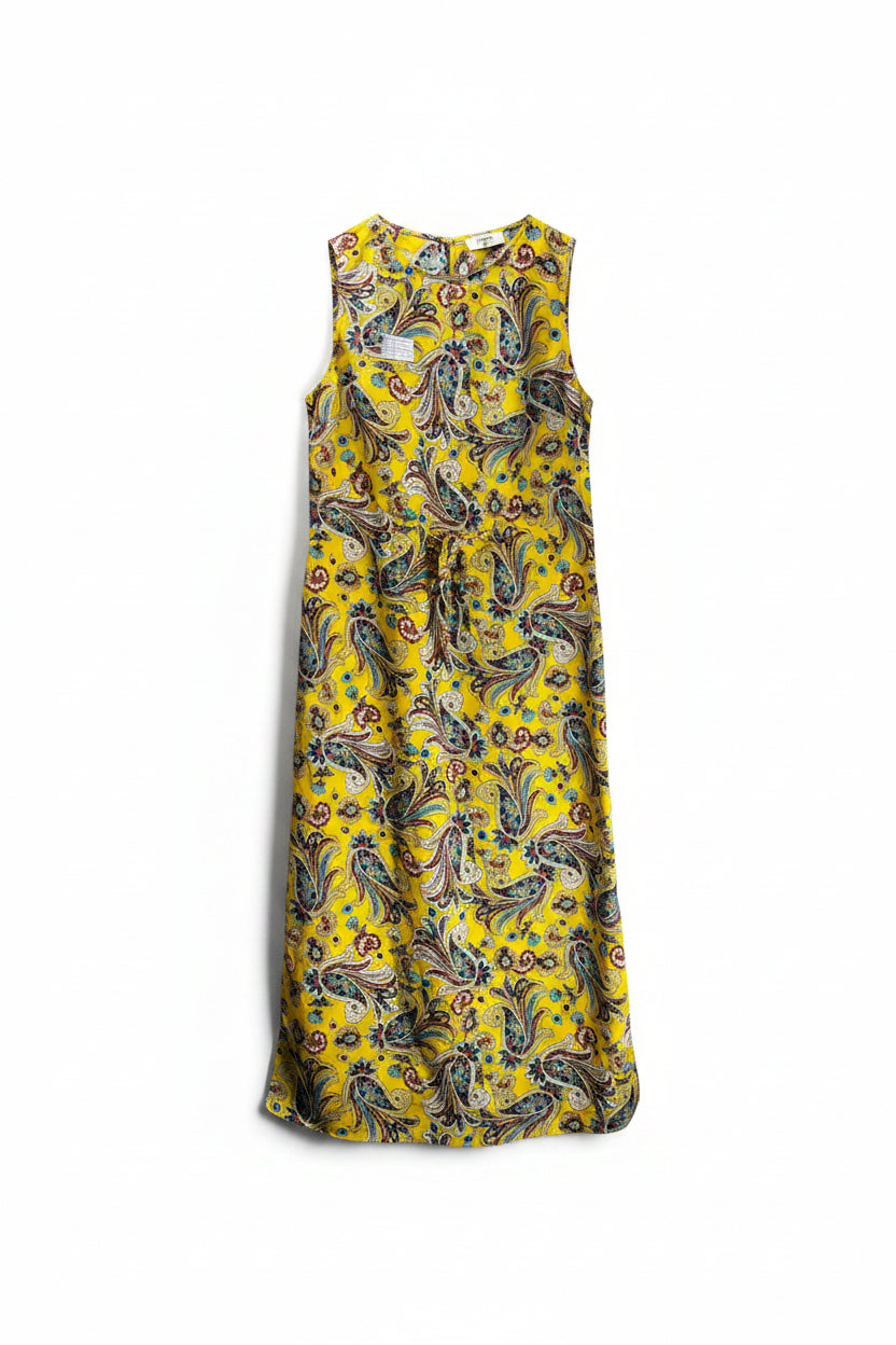 Papaya® Small | Bust: 17" | Yellow Paisely Print | Sleeveless Maxi Dress | B1 - 5177 - Genuine Maal
