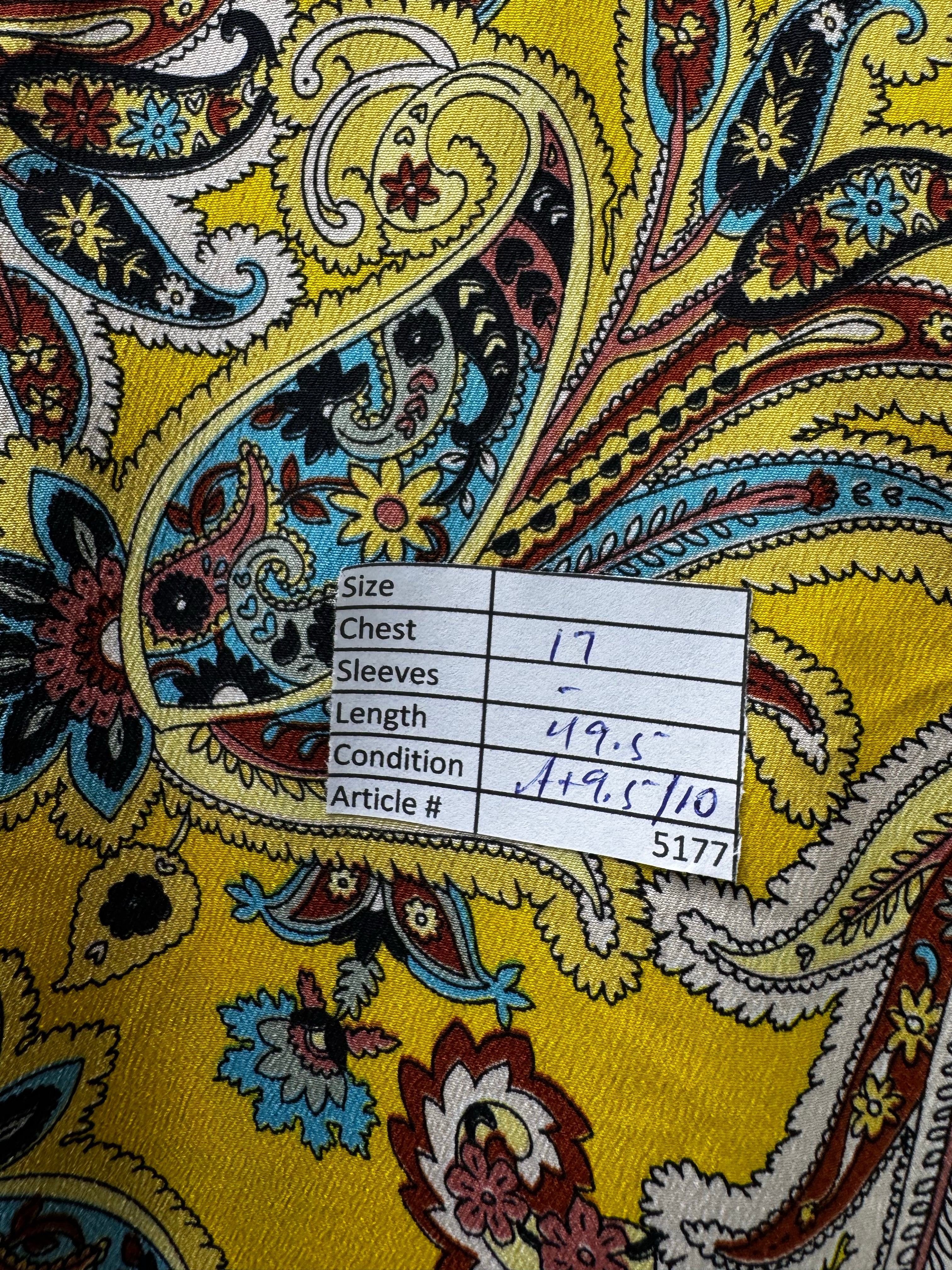 Papaya® Small | Bust: 17" | Yellow Paisely Print | Sleeveless Maxi Dress | B1 - 5177
