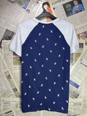 Old N*vy® XS | Chest: 18.5" | Blue & Grey with Print | T-Shirt | Cotton - Poly | 3823 - Genuine Maal