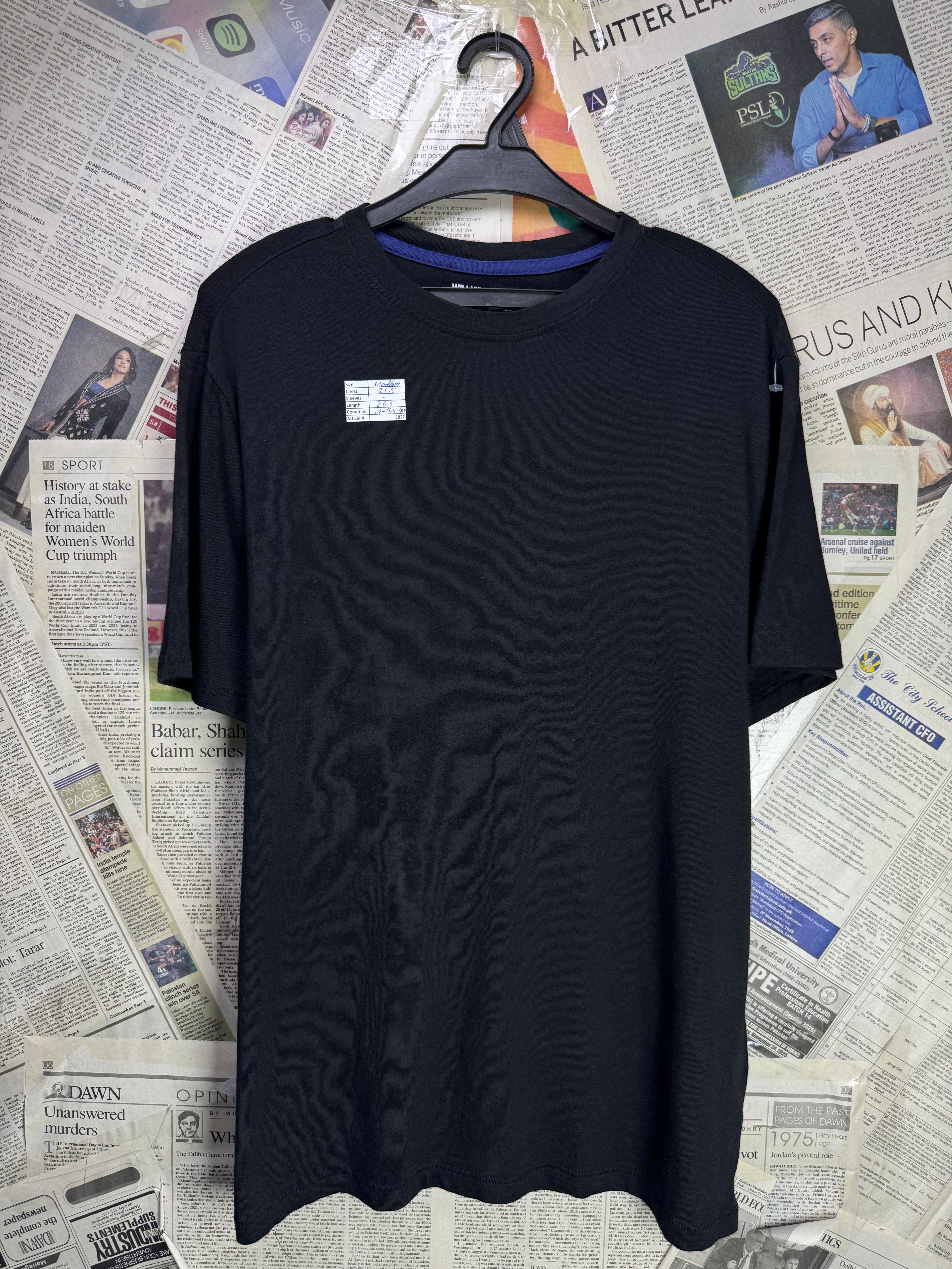 Williamrast® Medium | Chest: 21.5" | Black | T-Shirt | Pima Cotton - Modal - Spandex | 3822 - Genuine Maal