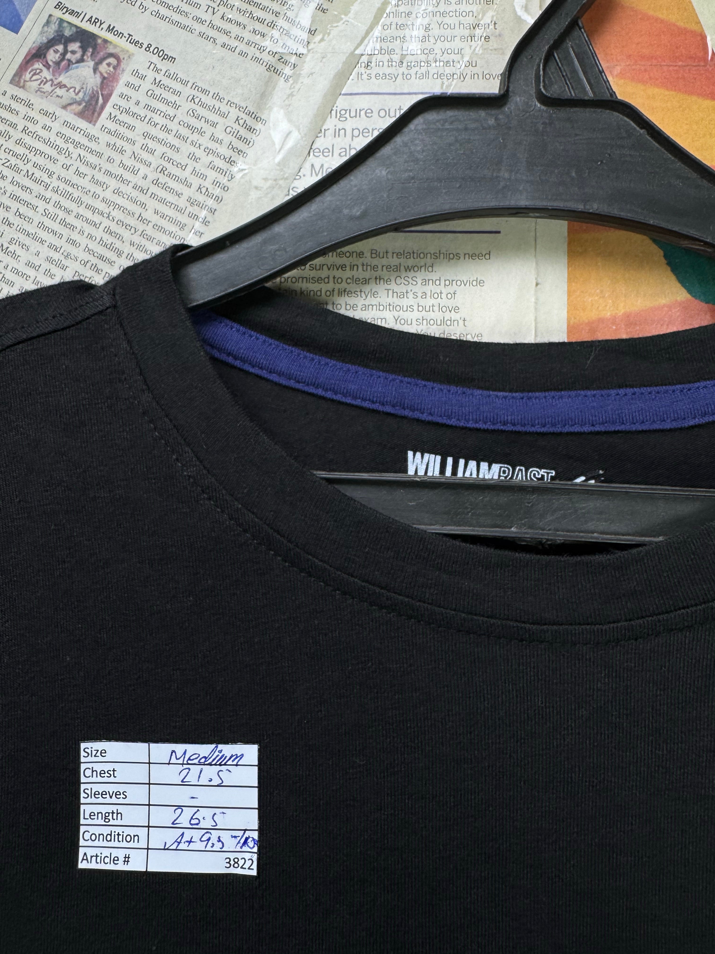 Williamrast® Medium | Chest: 21.5" | Black | T-Shirt | Pima Cotton - Modal - Spandex | 3822 - Genuine Maal