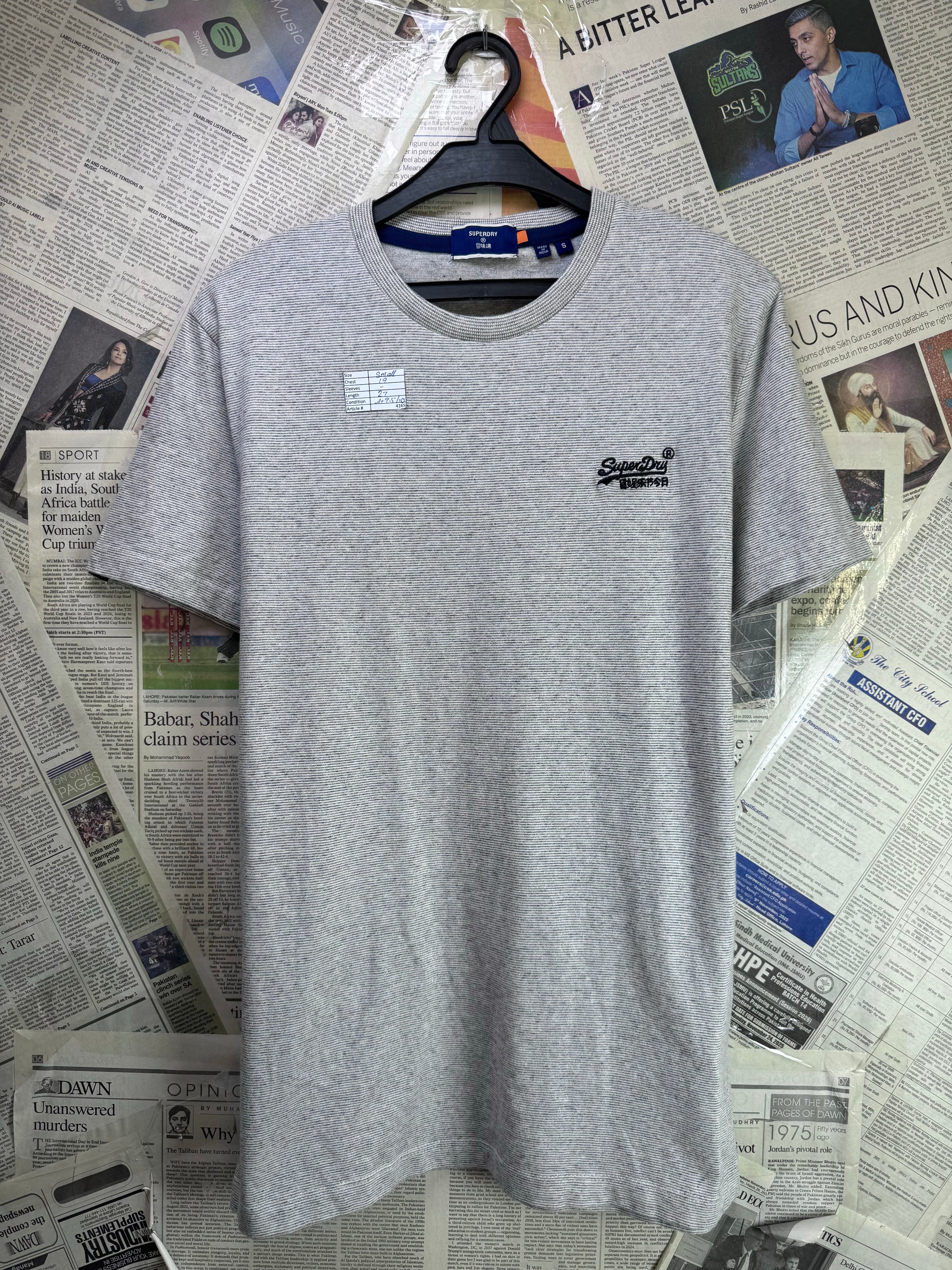 Superdry® Small | Chest: 19" | Grey | T-Shirt | Cotton | 4165 - Genuine Maal