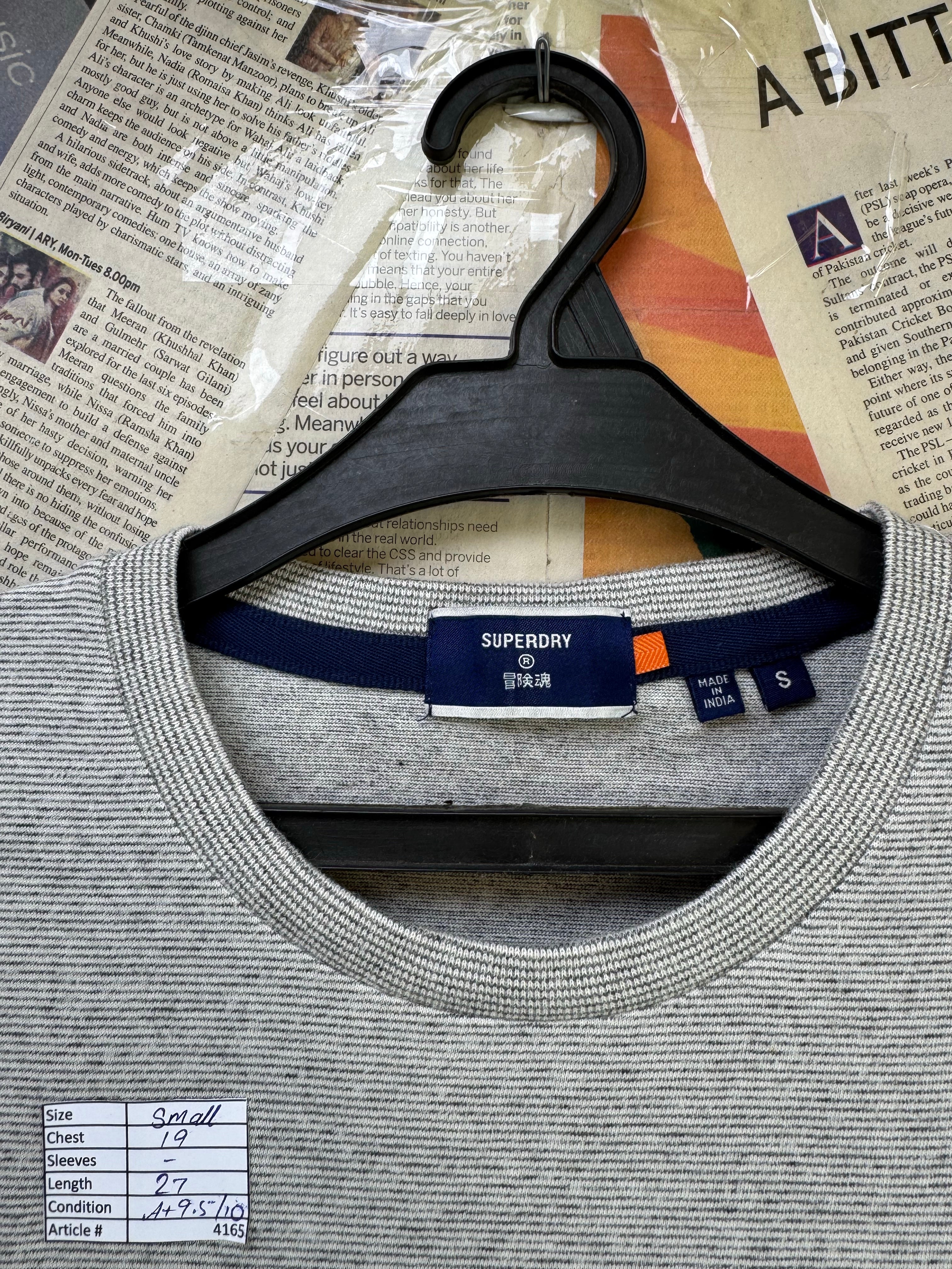 Superdry® Small | Chest: 19" | Grey | T-Shirt | Cotton | 4165 - Genuine Maal
