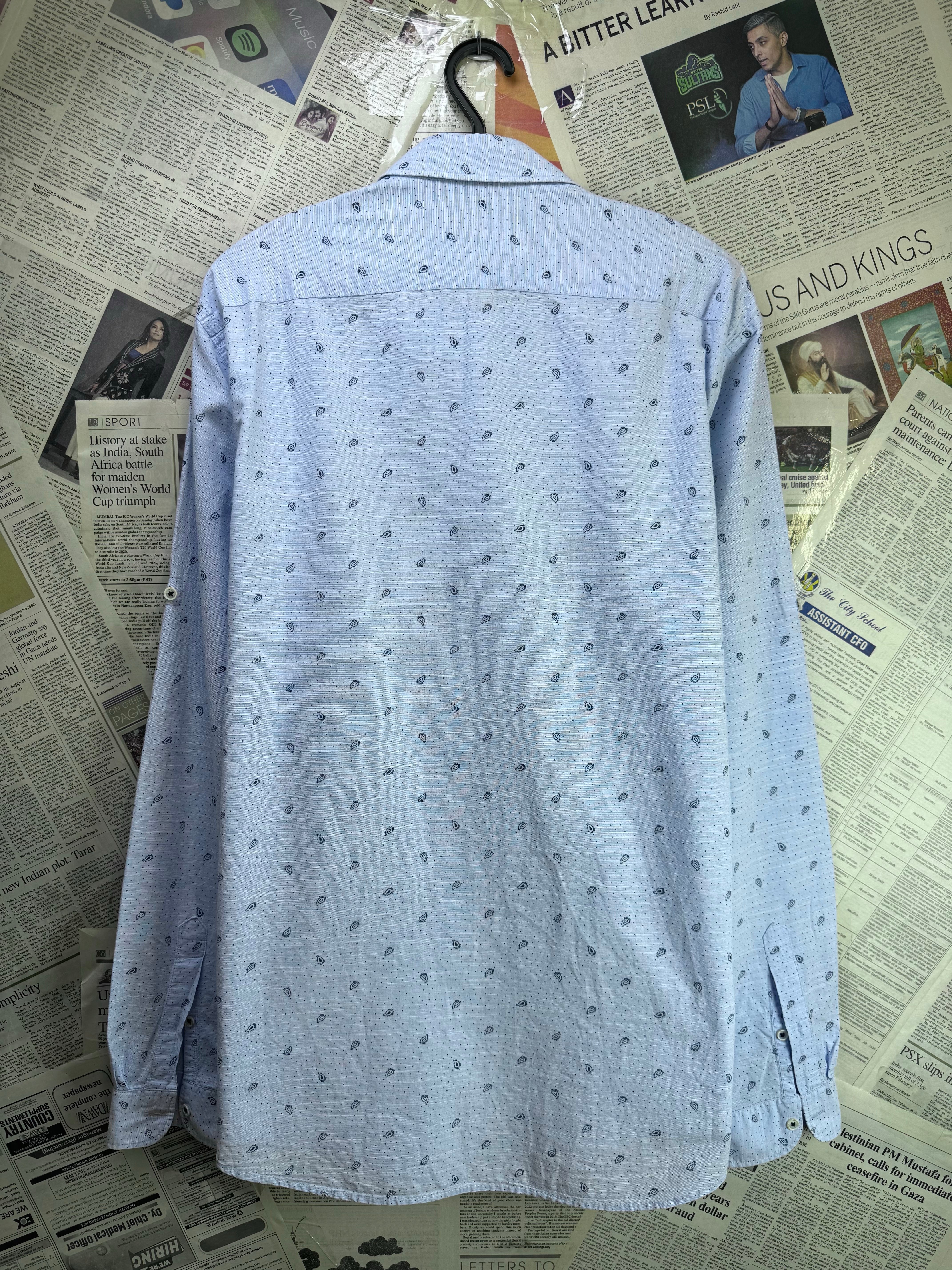Zara® Large | Chest: 23.5" | Blue with Print | Shirt | Cotton | 4167 - Genuine Maal