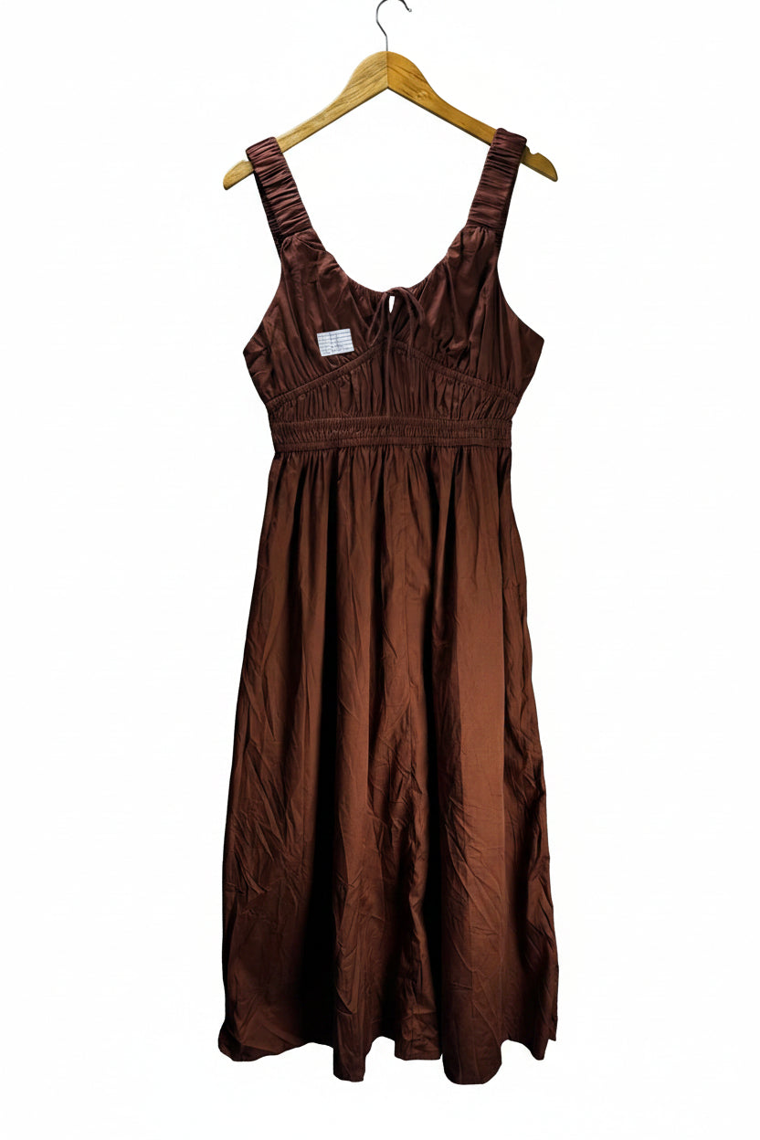 Asos® XS | Bust: 17" | Brown | Smocked Maxi Dress | Cotton | B1 - 4994 - Genuine Maal
