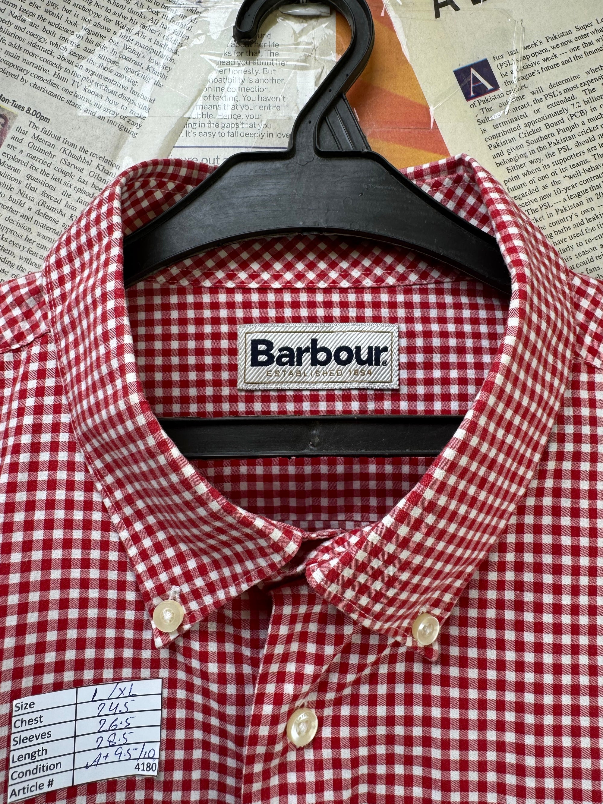 Barbour® L/XL | Chest: 24.5" | Check | Shirt | Cotton | 4180 - Genuine Maal