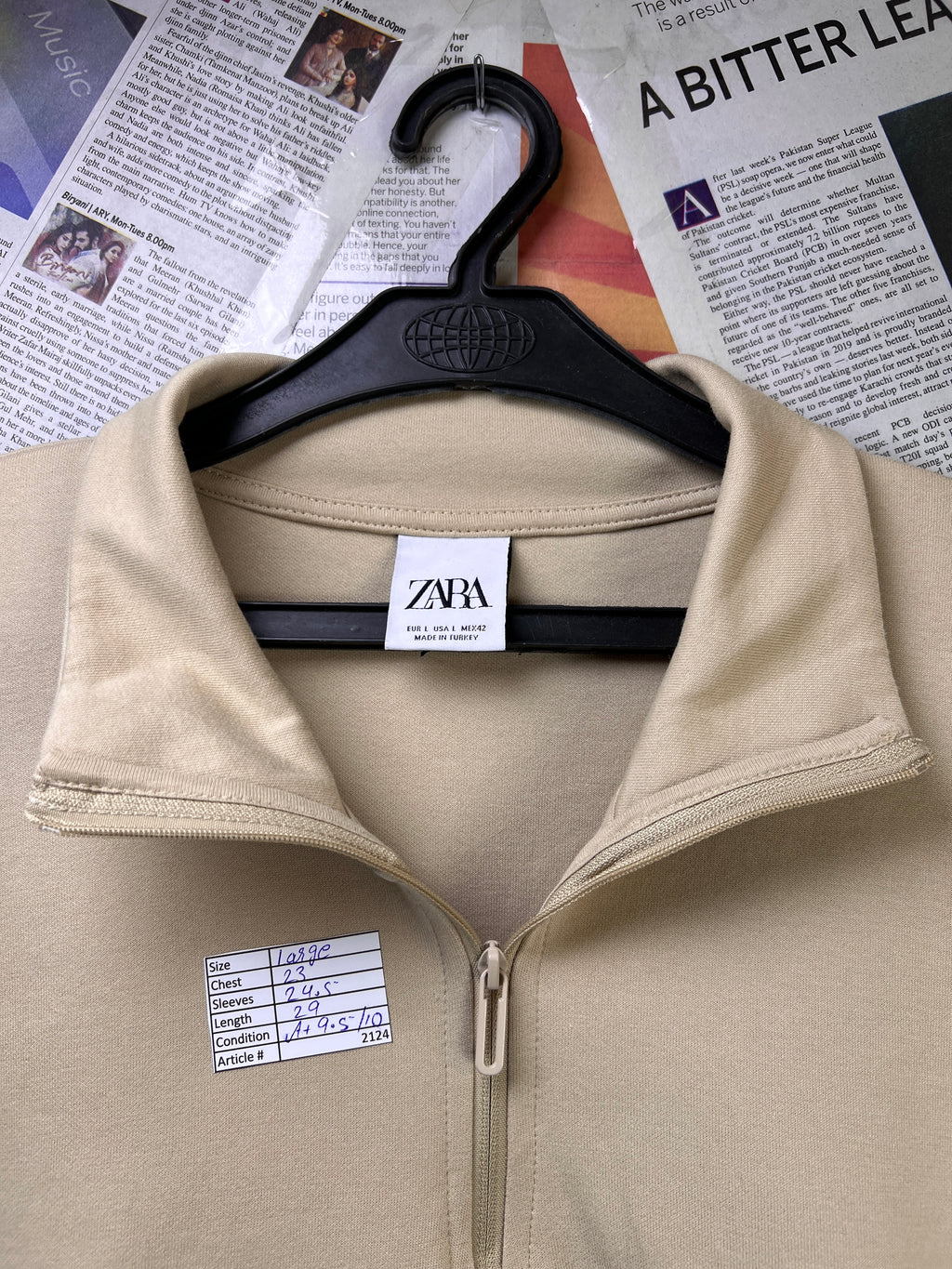 Zara® Large | Chest: 23" | Beige | Quarter Zip Pullover | 2124 - Genuine Maal