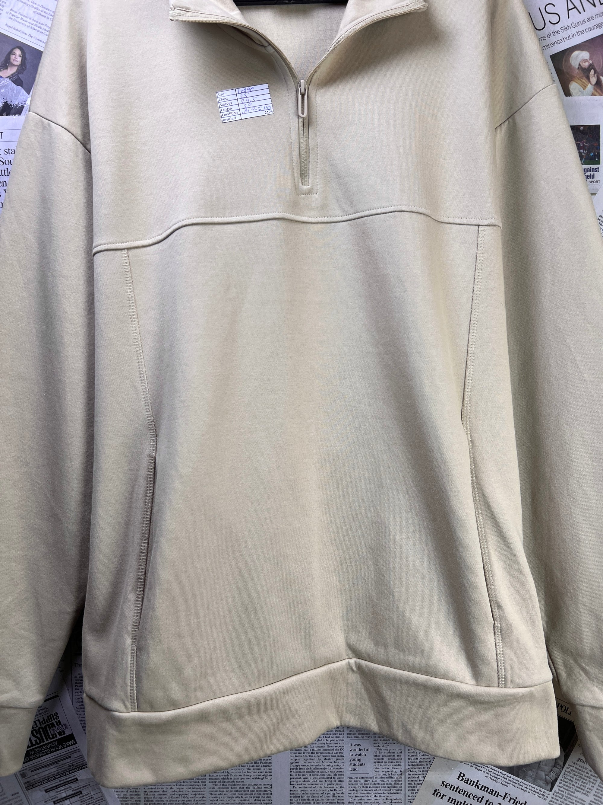 Zara® Large | Chest: 23" | Beige | Quarter Zip Pullover | 2124 - Genuine Maal