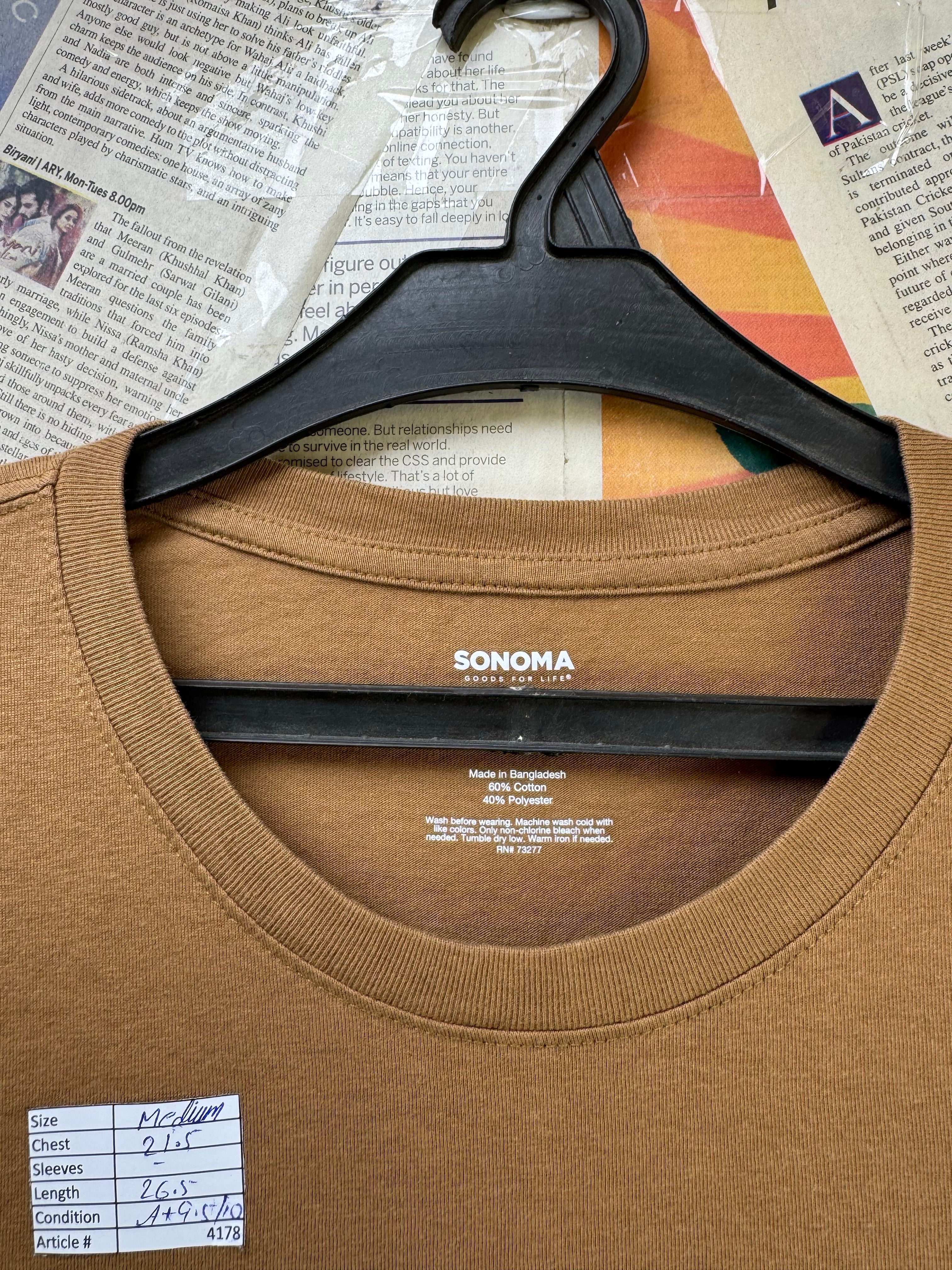 Sonoma® Medium | Chest: 21.5" | Brown | T-Shirt | Cotton - Poly | 4178 - Genuine Maal