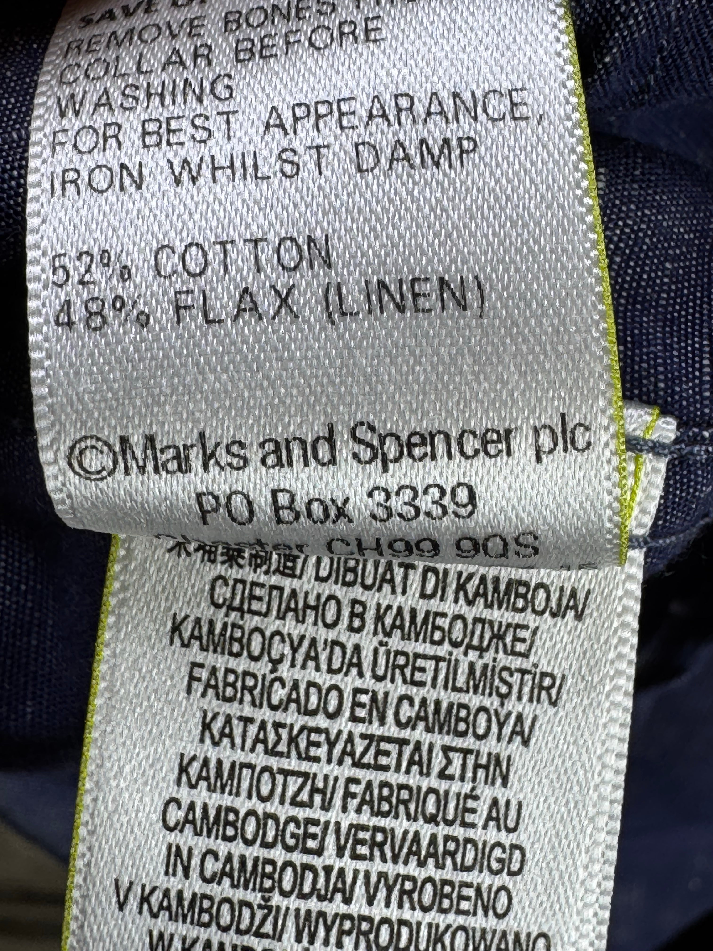 M&S® Medium | Chest: 22.5" | Heather Blue | Shirt | Cotton - Linen | 4177 - Genuine Maal