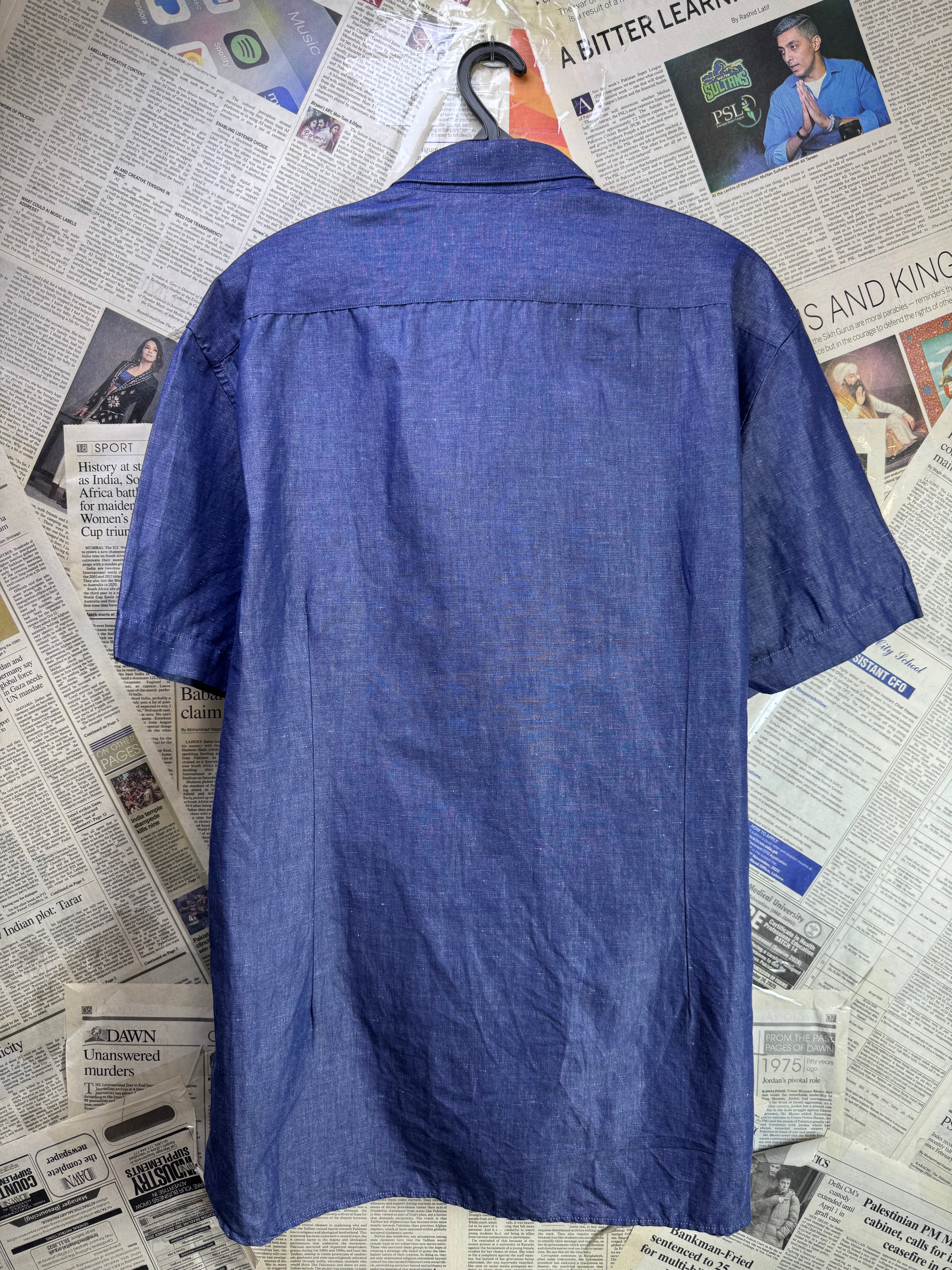 M&S® Medium | Chest: 22.5" | Heather Blue | Shirt | Cotton - Linen | 4177 - Genuine Maal