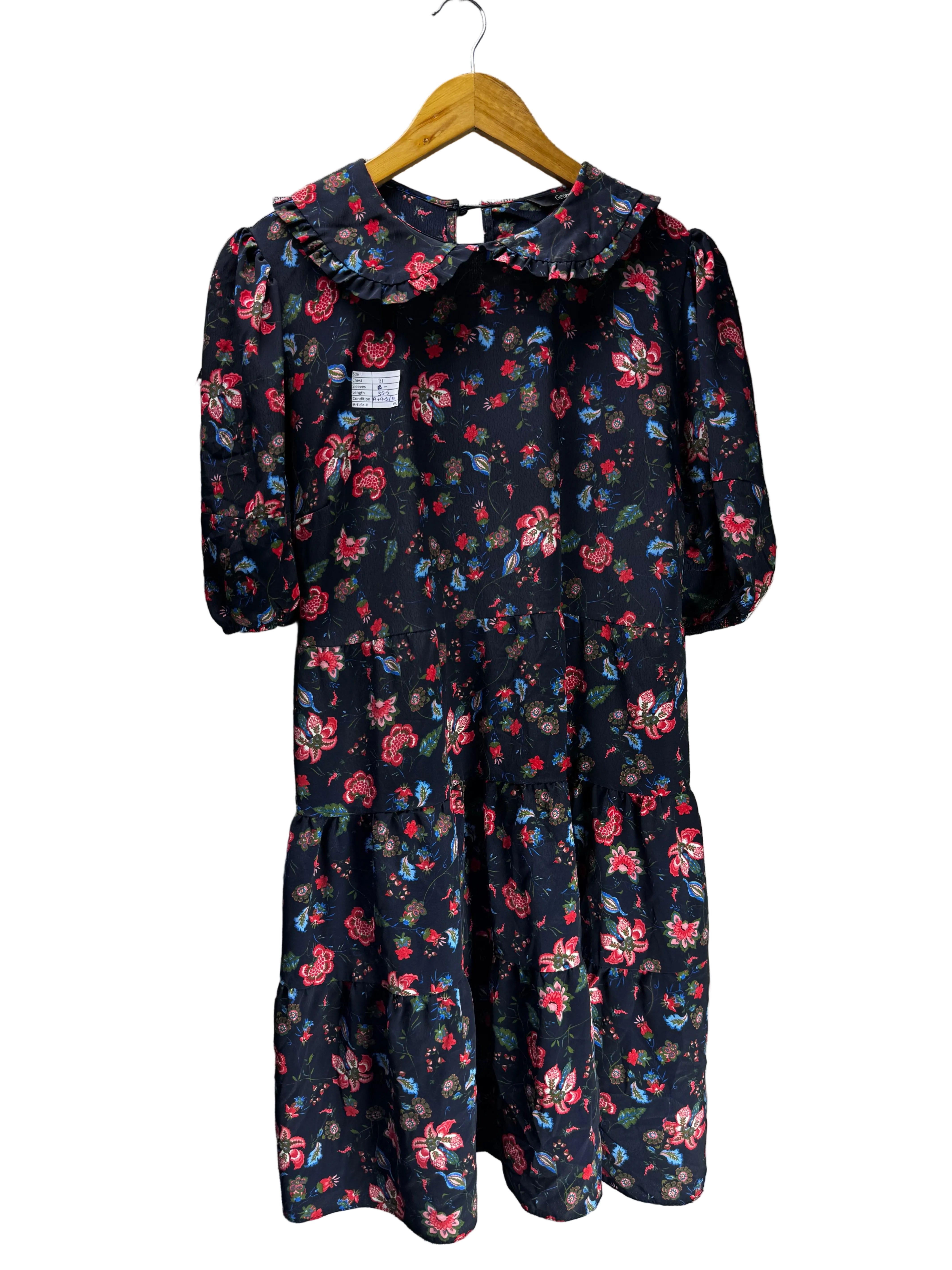 George® Large | Bust: 21" | Floral | Tiered Mini Smock Dress | B1 - 4980 - Genuine Maal