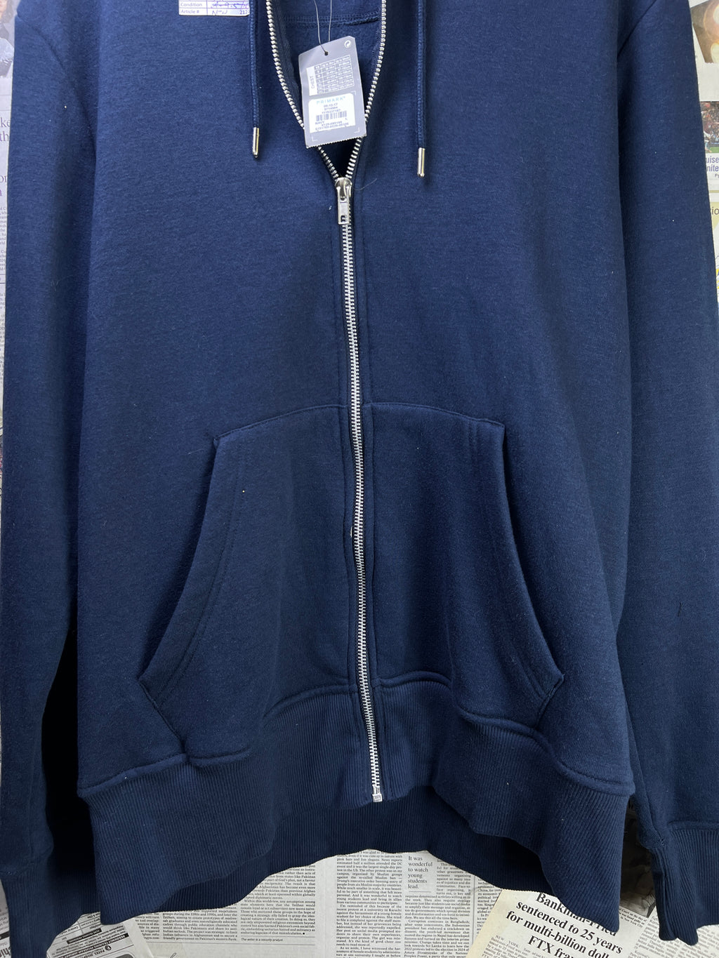 Primark® Medium | Chest 22.5 | Jacket with Hoodie | Blue | 2127 - Genuine Maal