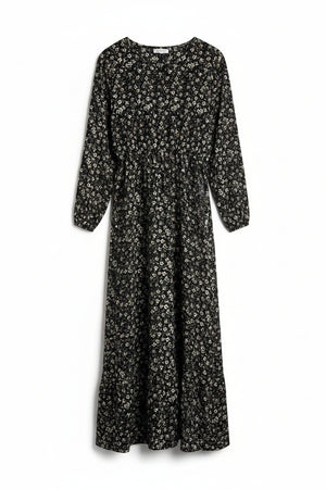 ® Medium | Bust: 18.5" | Black Floral | Maxi Dress | Poly - Cotton | B1 - 5173 - Genuine Maal