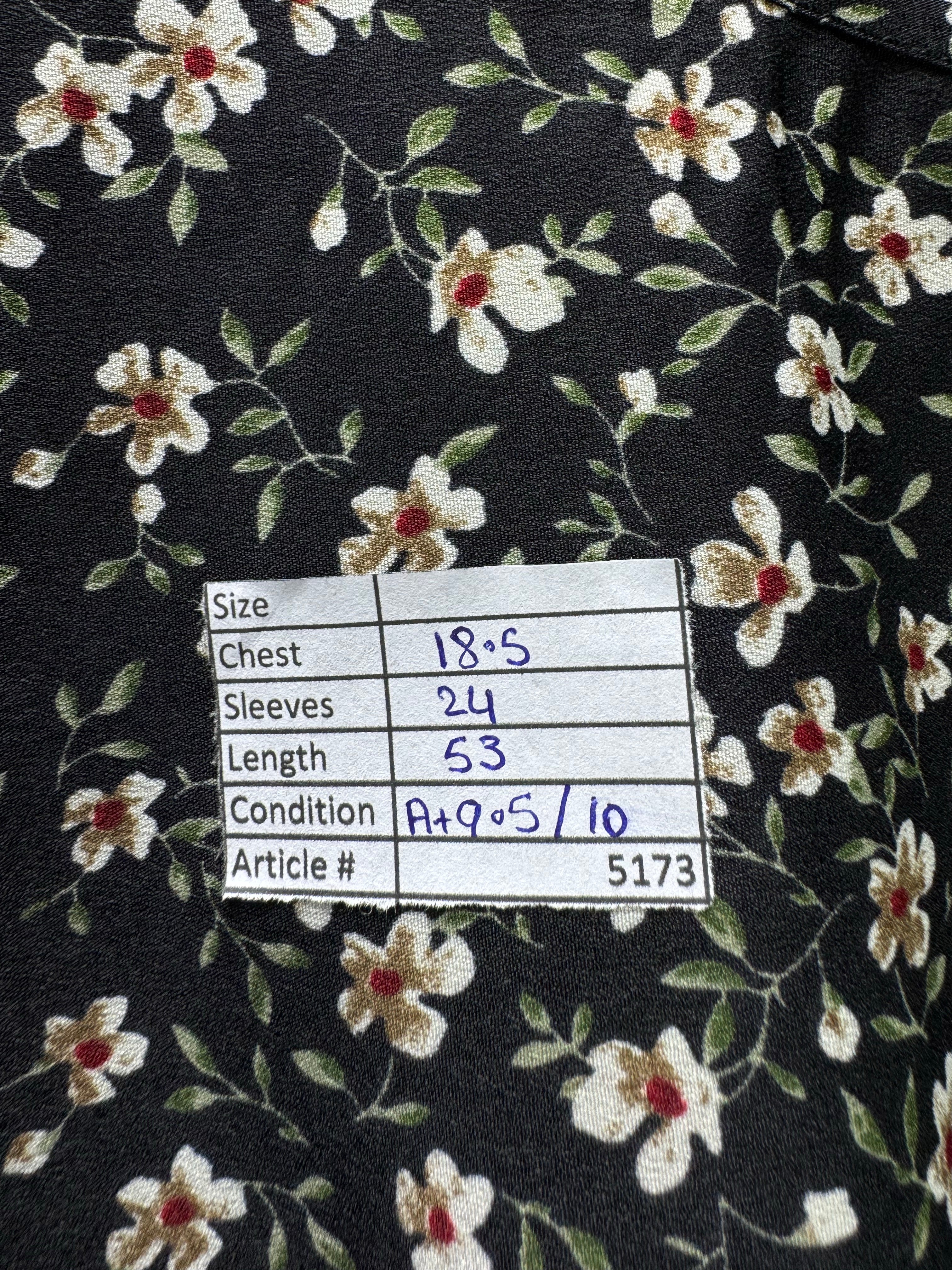 ® Medium | Bust: 18.5" | Black Floral | Maxi Dress | Poly-Cotton | B1 - 5173