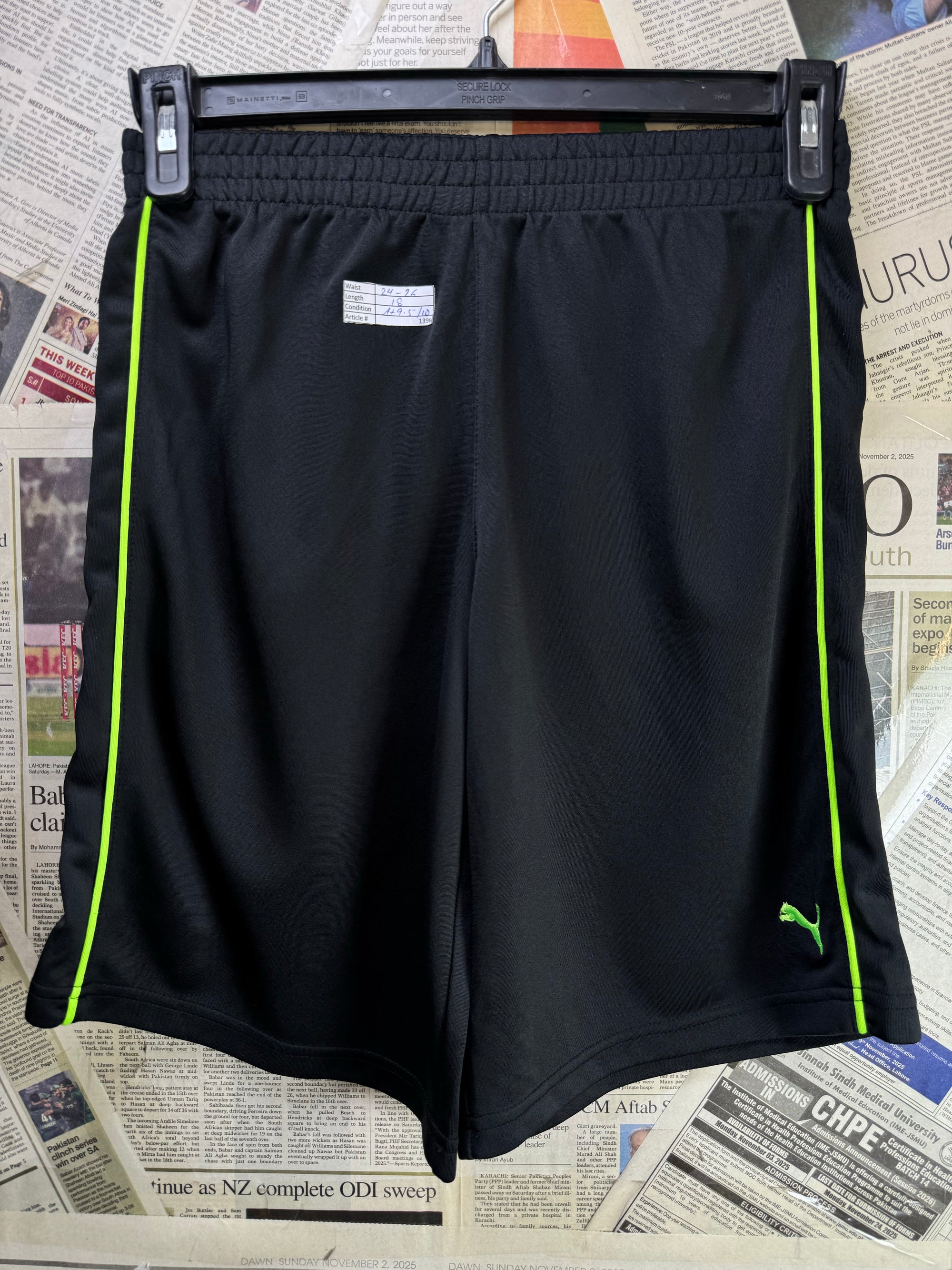 P*ma® Waist: 24" to 26" | Black | Sports Shorts | Poly | 1396 - Genuine Maal