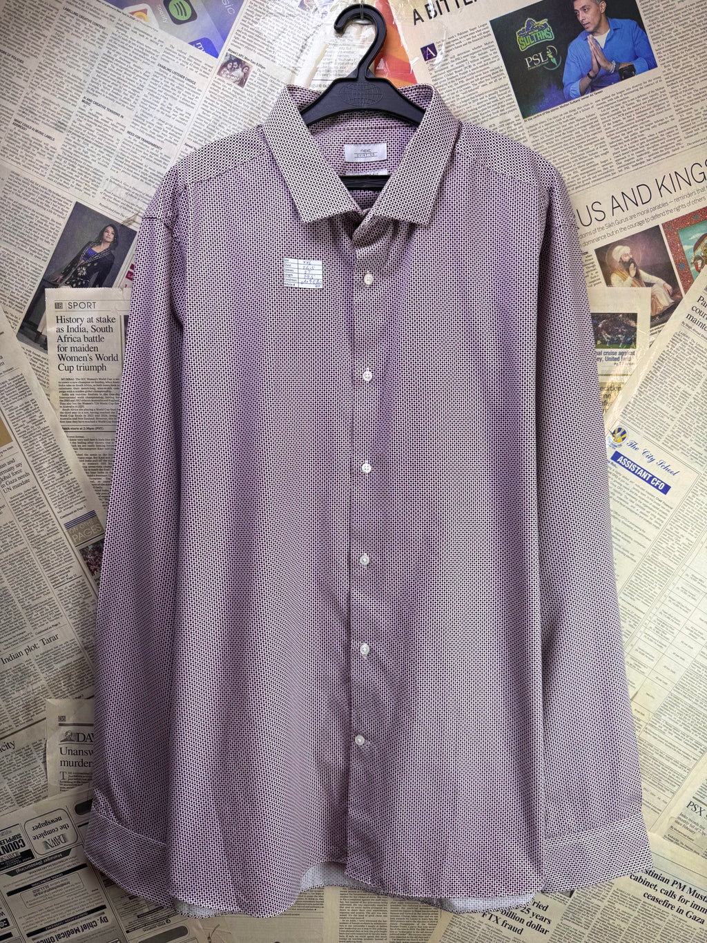 Next® XXL | Chest: 26.5" | White with Maroon Print | Shirt | Poly - Cotton | 4187 - Genuine Maal