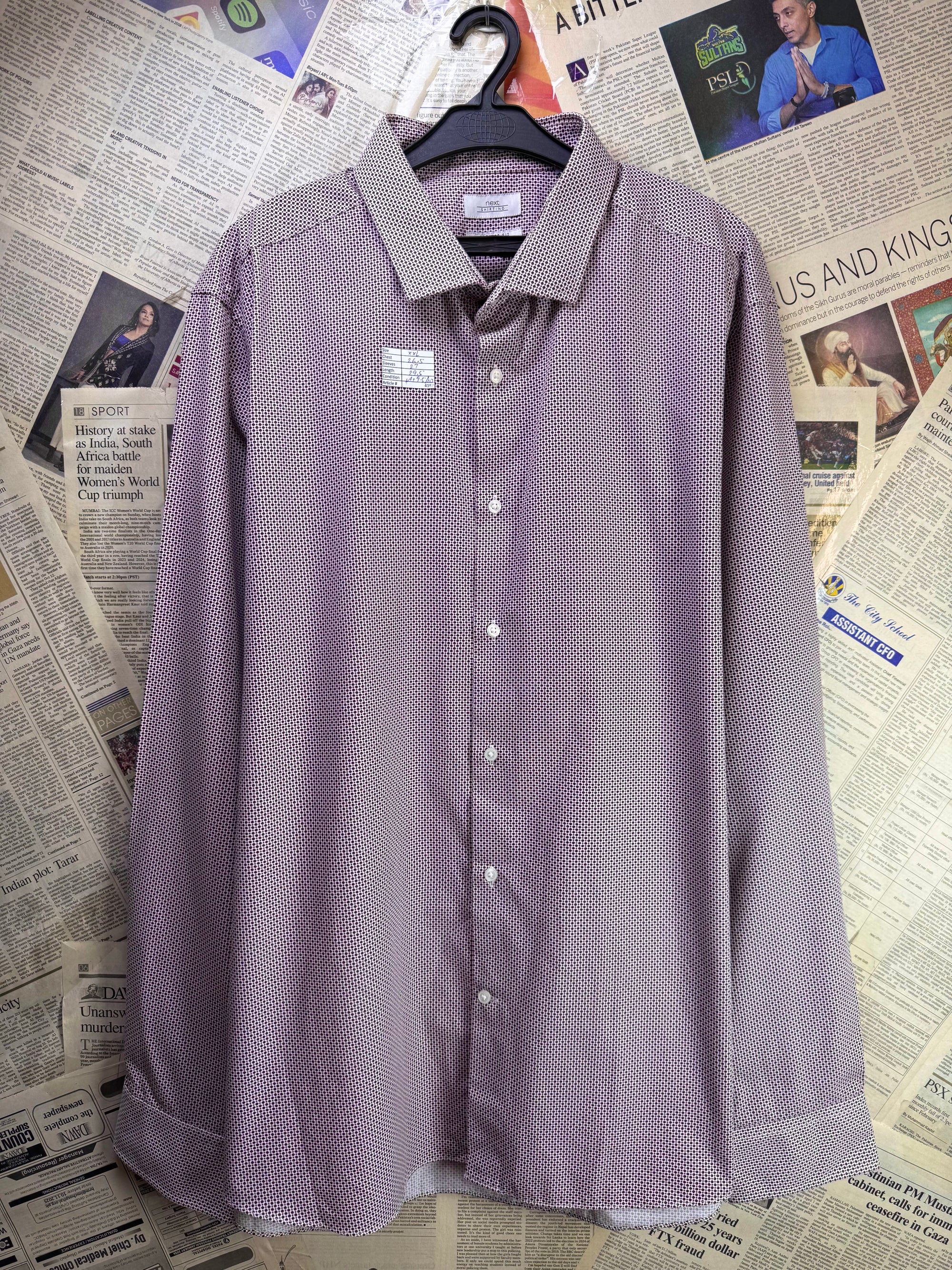 Next® XXL | Chest: 26.5" | White with Maroon Print | Shirt | Poly - Cotton | 4187 - Genuine Maal