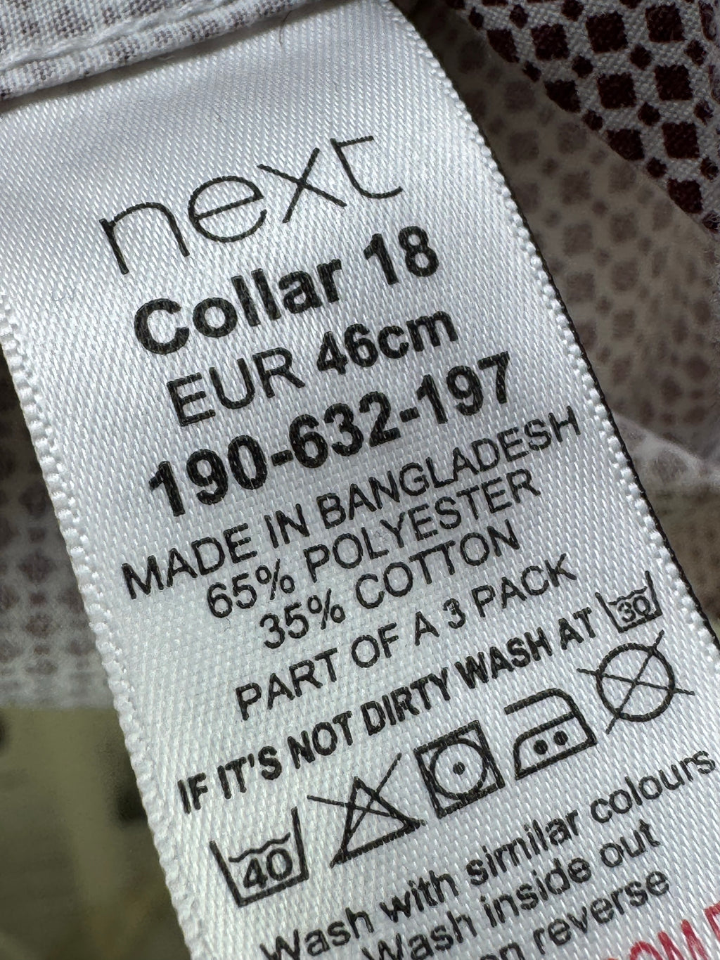 Next® XXL | Chest: 26.5" | White with Maroon Print | Shirt | Poly - Cotton | 4187 - Genuine Maal