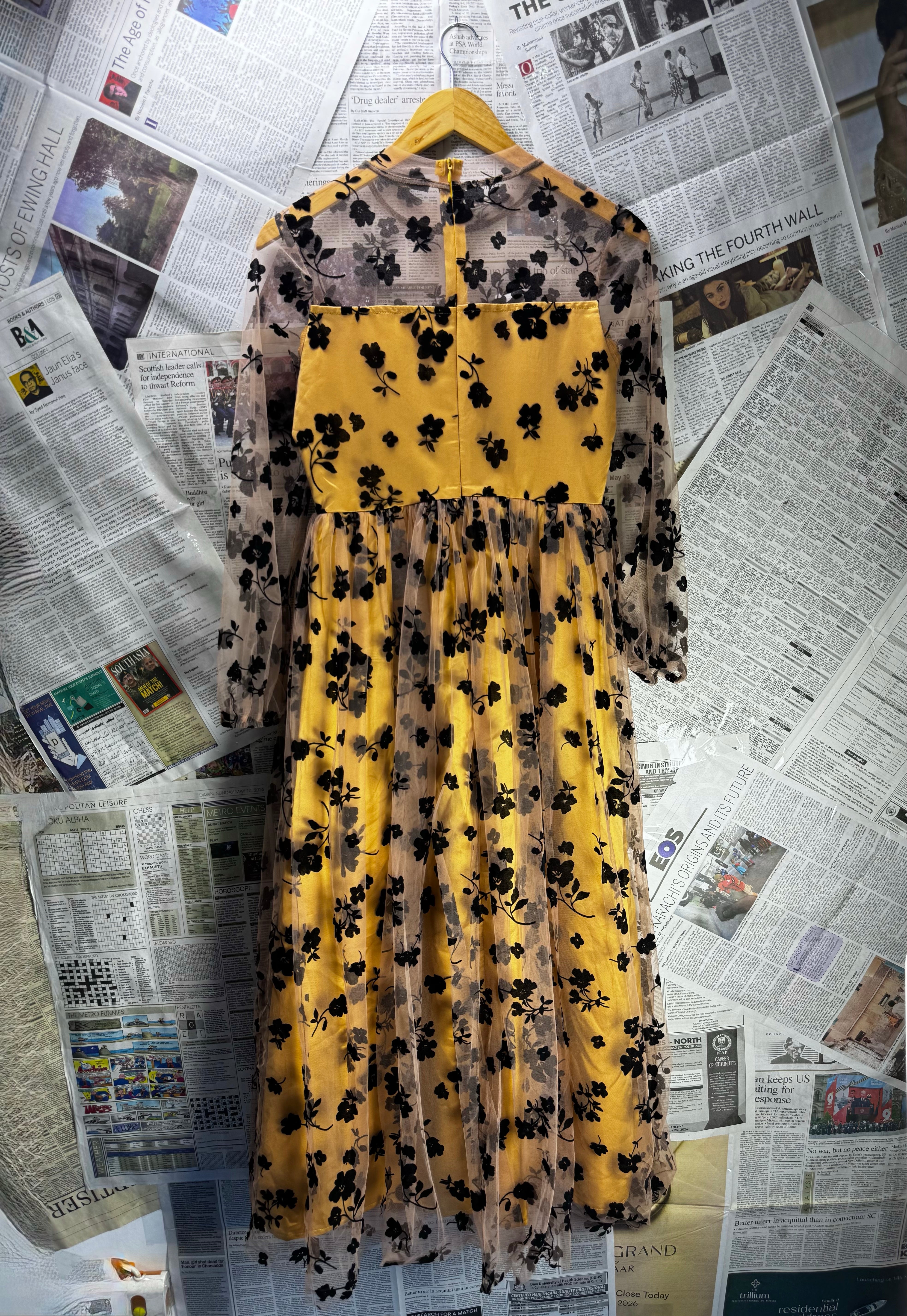 Shein® Small | Bust: 17.5" | Yellow Floral | Mini Dress | Polyester | B2 - 5362 - Genuine Maal