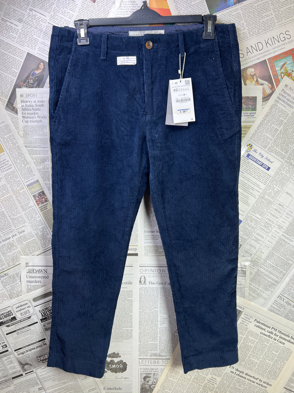 Zara® Waist: 32" | Blue | Corduroy Pant | 1082 - Genuine Maal