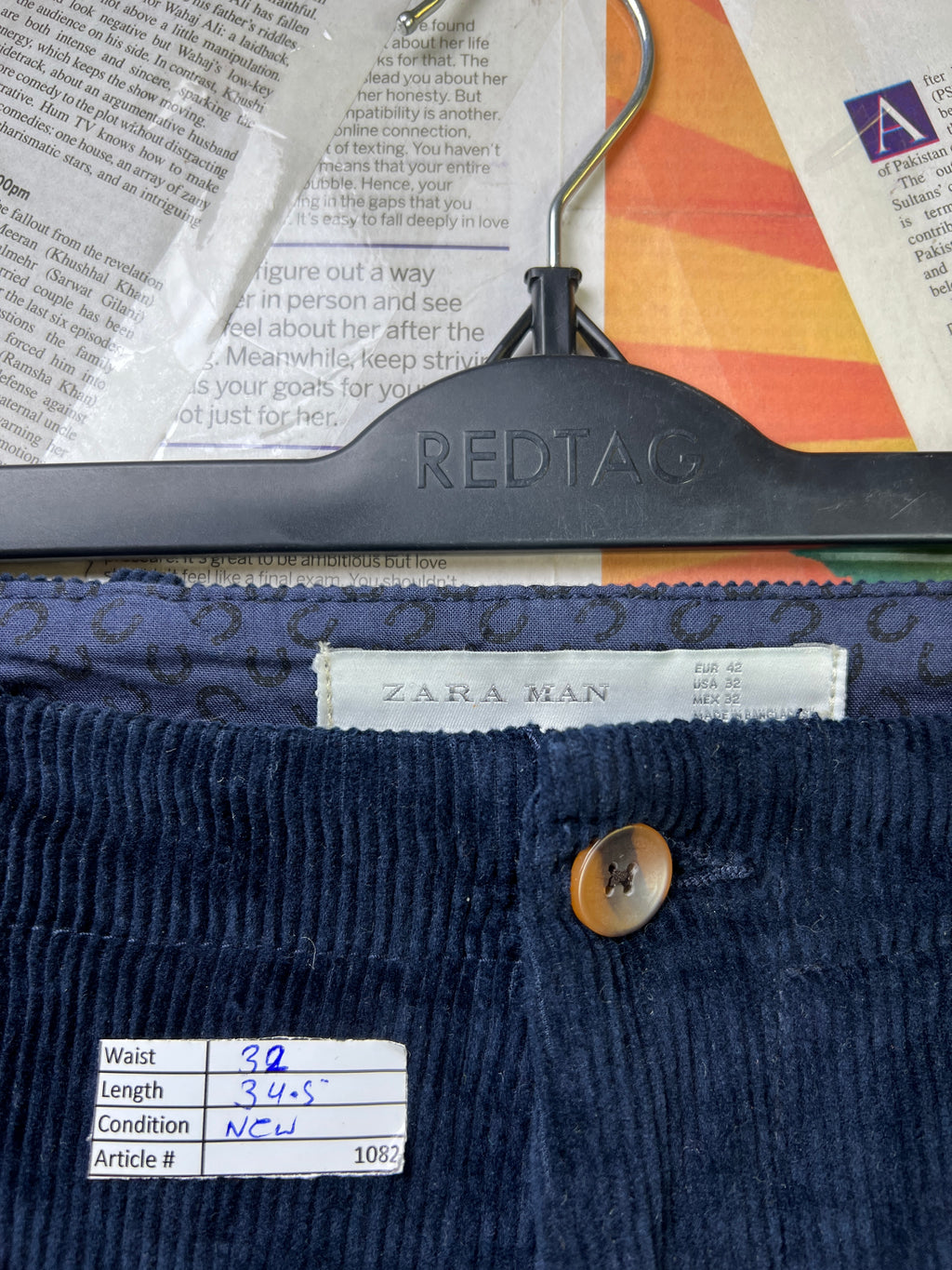 Zara® Waist: 32" | Blue | Corduroy Pant | 1082 - Genuine Maal