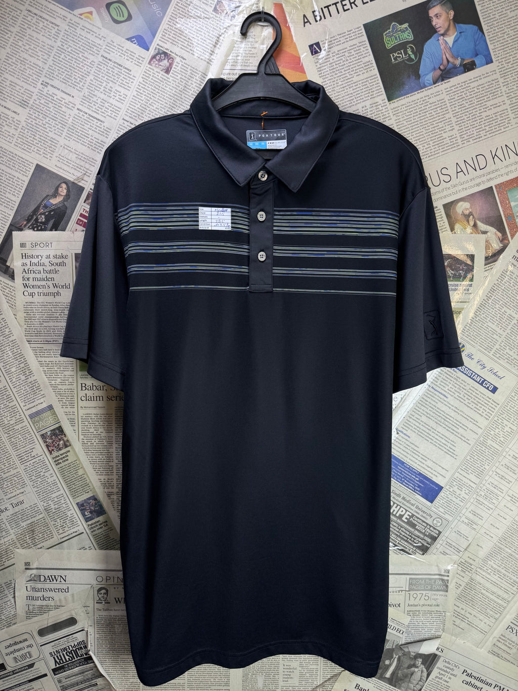 PGATour® Medium | Chest: 21.5" | Black | Sports Polo | Poly | 4185 - Genuine Maal