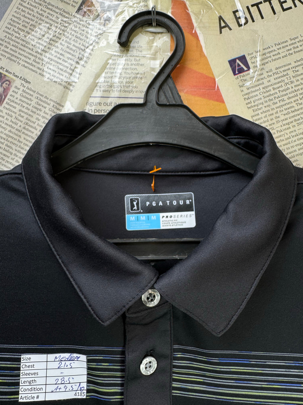 PGATour® Medium | Chest: 21.5" | Black | Sports Polo | Poly | 4185 - Genuine Maal