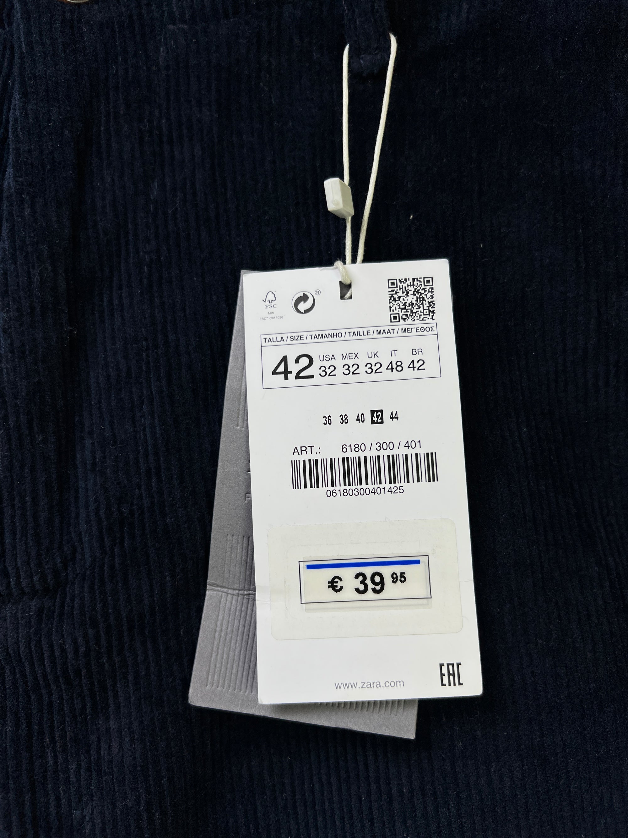 Zara® Waist: 32" | Blue | Corduroy Pant | 1082 - Genuine Maal