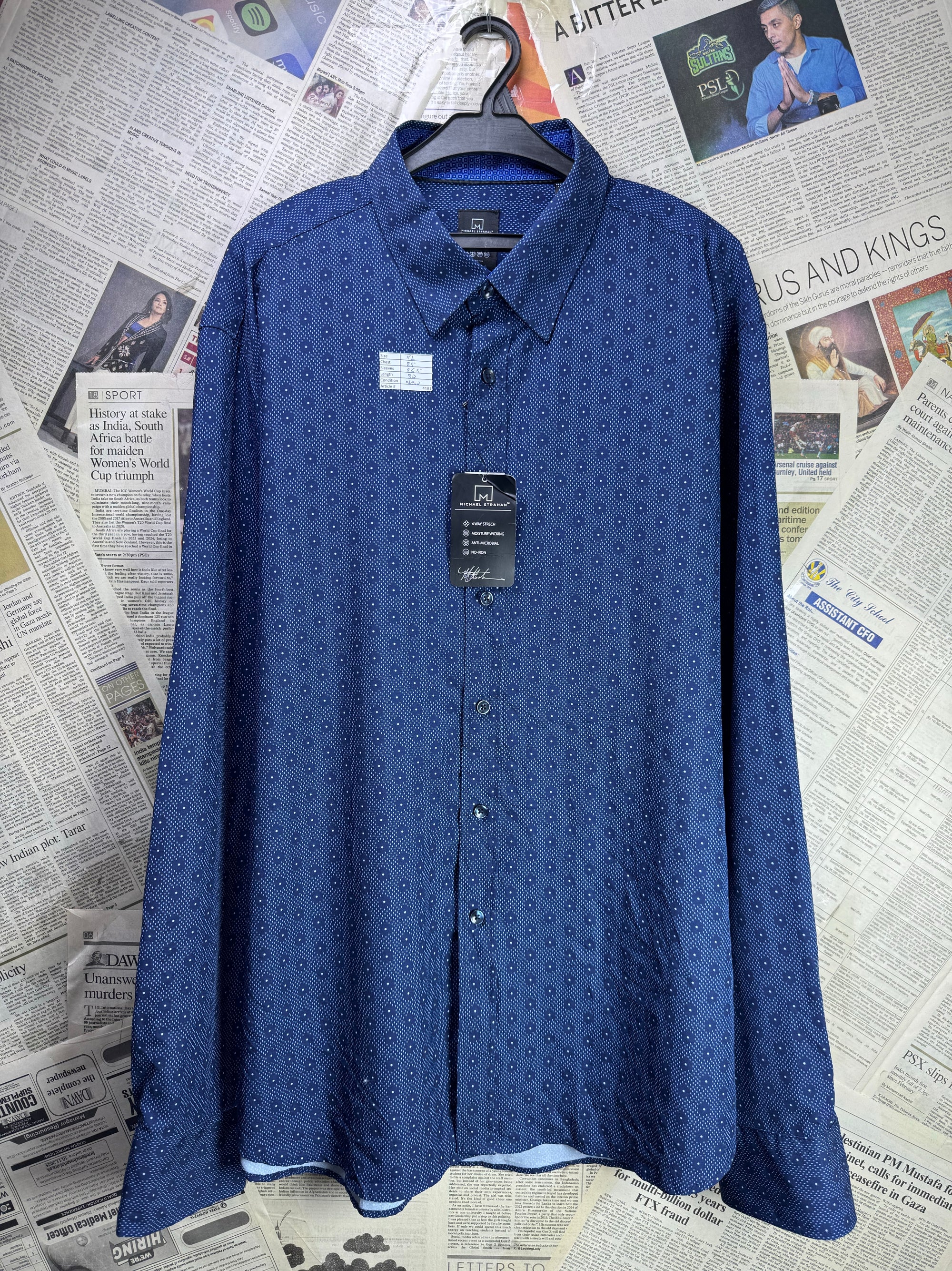 Michael Strahan® XL | Chest: 25" | Blue with Print | Shirt | Poly - Spandex | 4181 - Genuine Maal