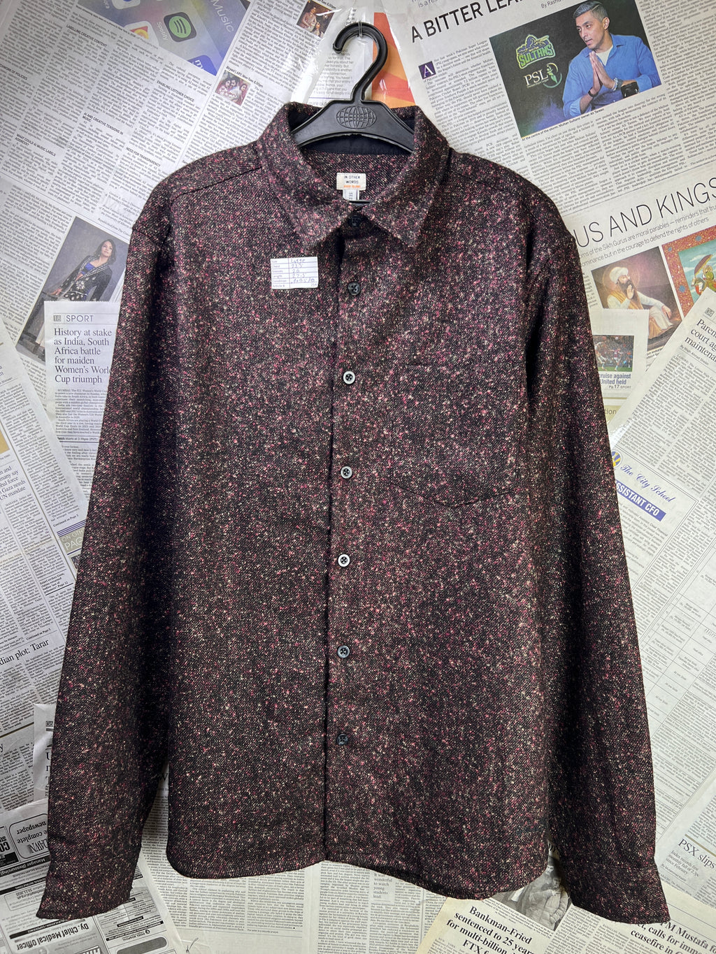 River Island® Large | Chest: 23.5" | Reddish Brown | Shacket | Wool Blend | 2140 - Genuine Maal