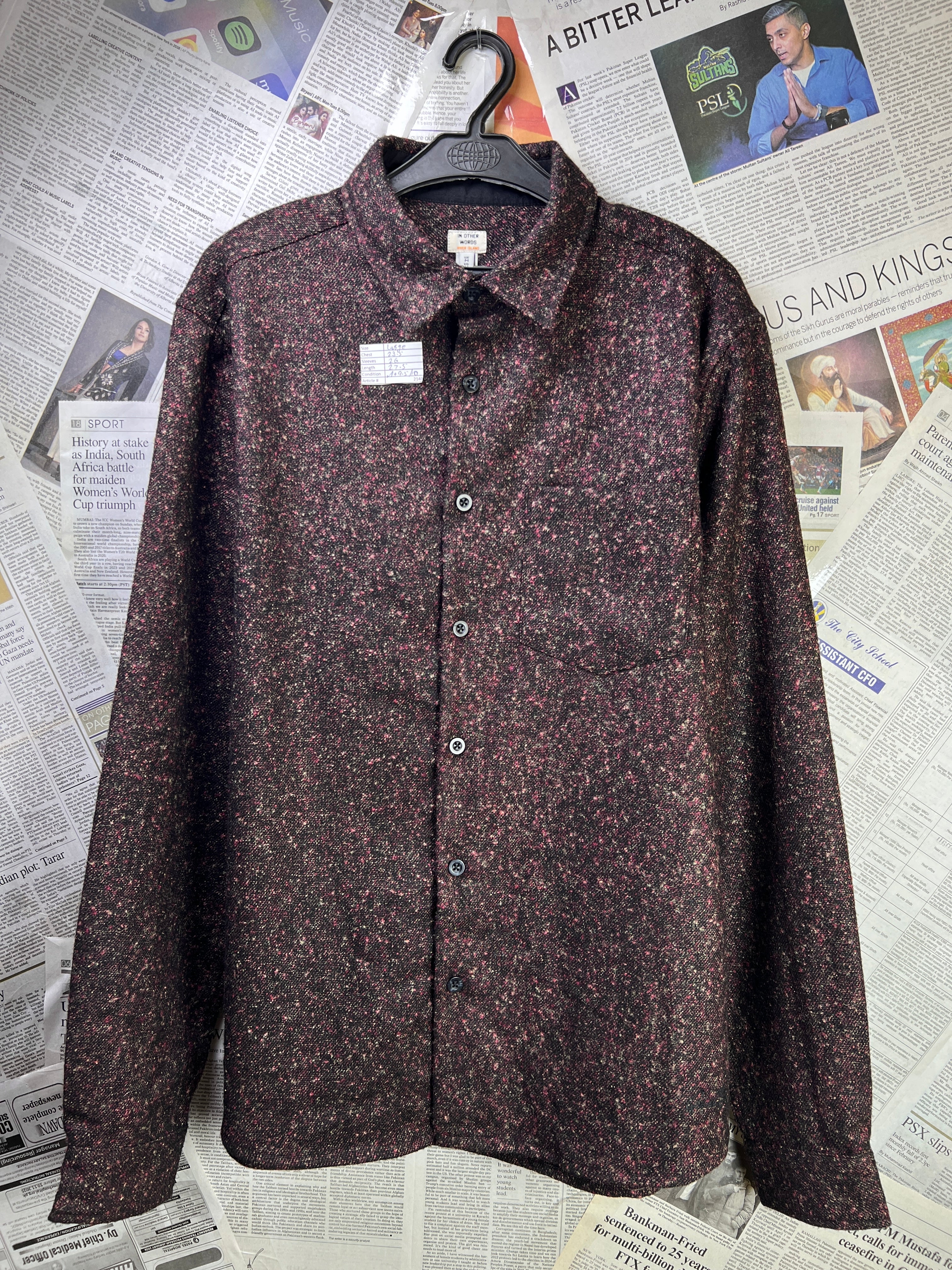 River Island® Large | Chest: 23.5" | Reddish Brown | Shacket | Wool Blend | 2140 - Genuine Maal