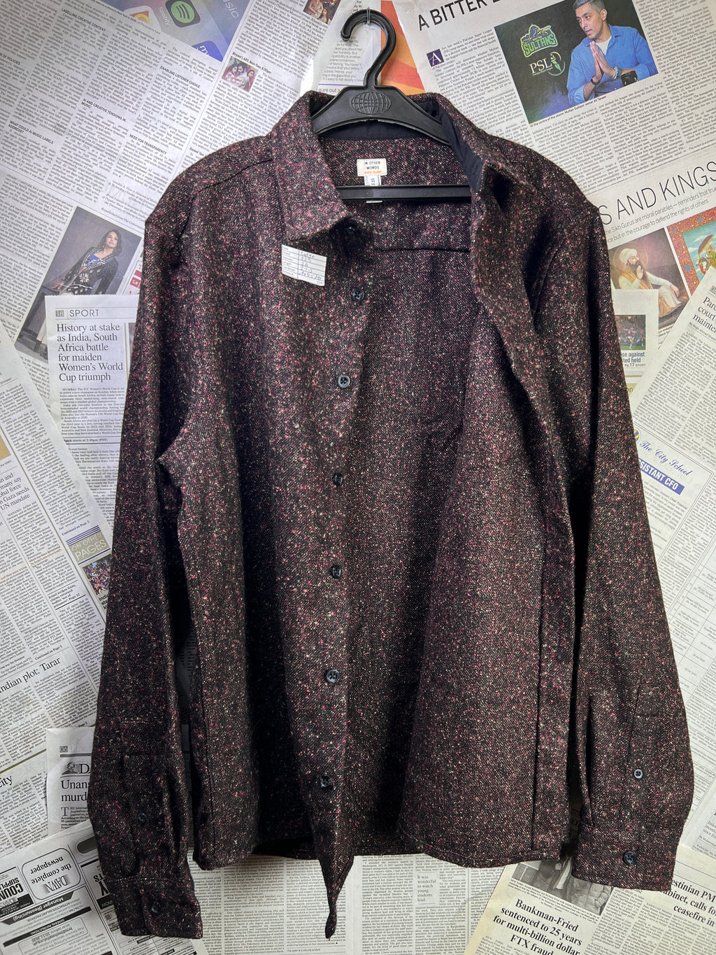 River Island® Large | Chest: 23.5" | Reddish Brown | Shacket | Wool Blend | 2140 - Genuine Maal