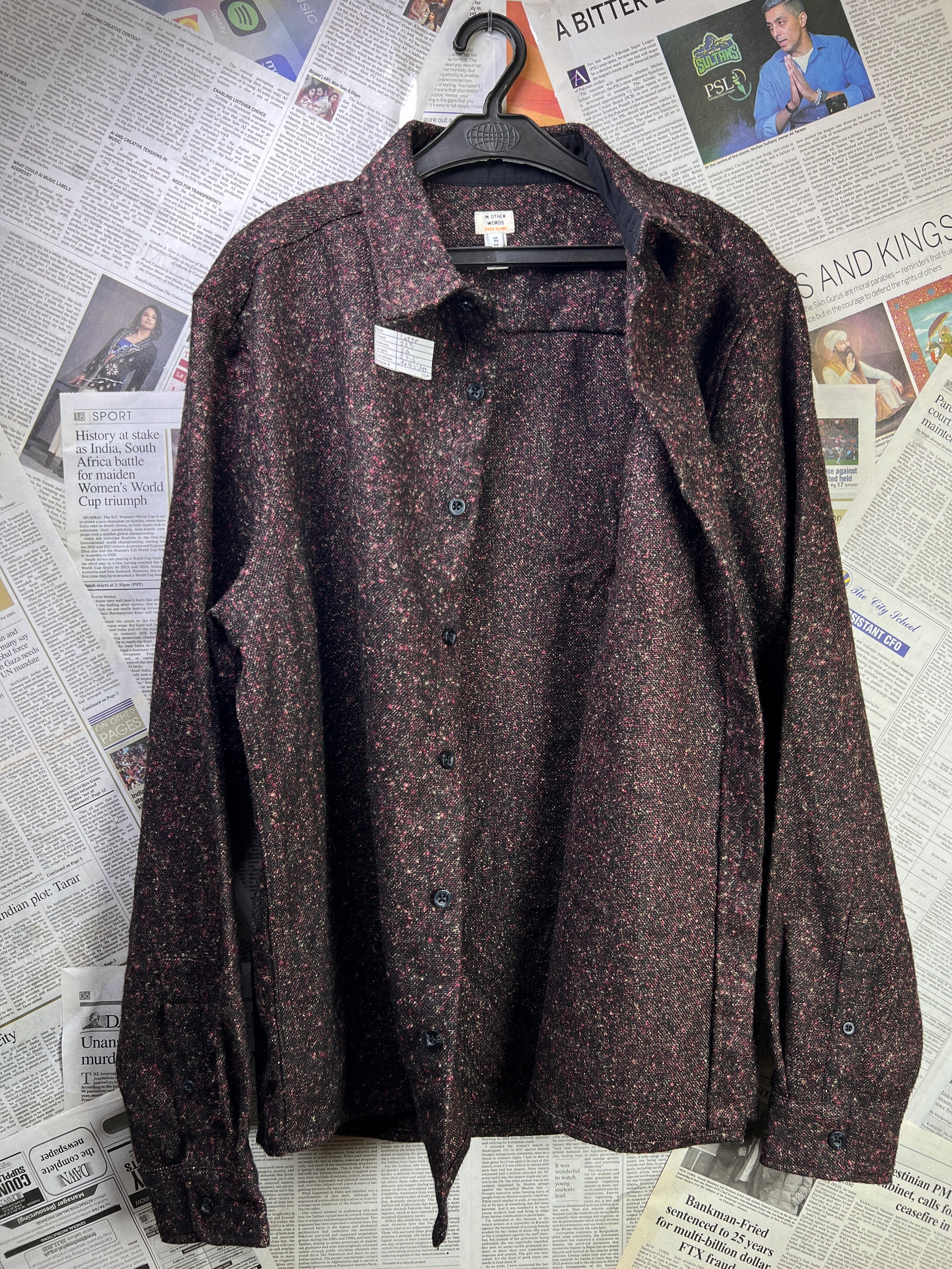 River Island® Large | Chest: 23.5" | Reddish Brown | Shacket | Wool Blend | 2140 - Genuine Maal