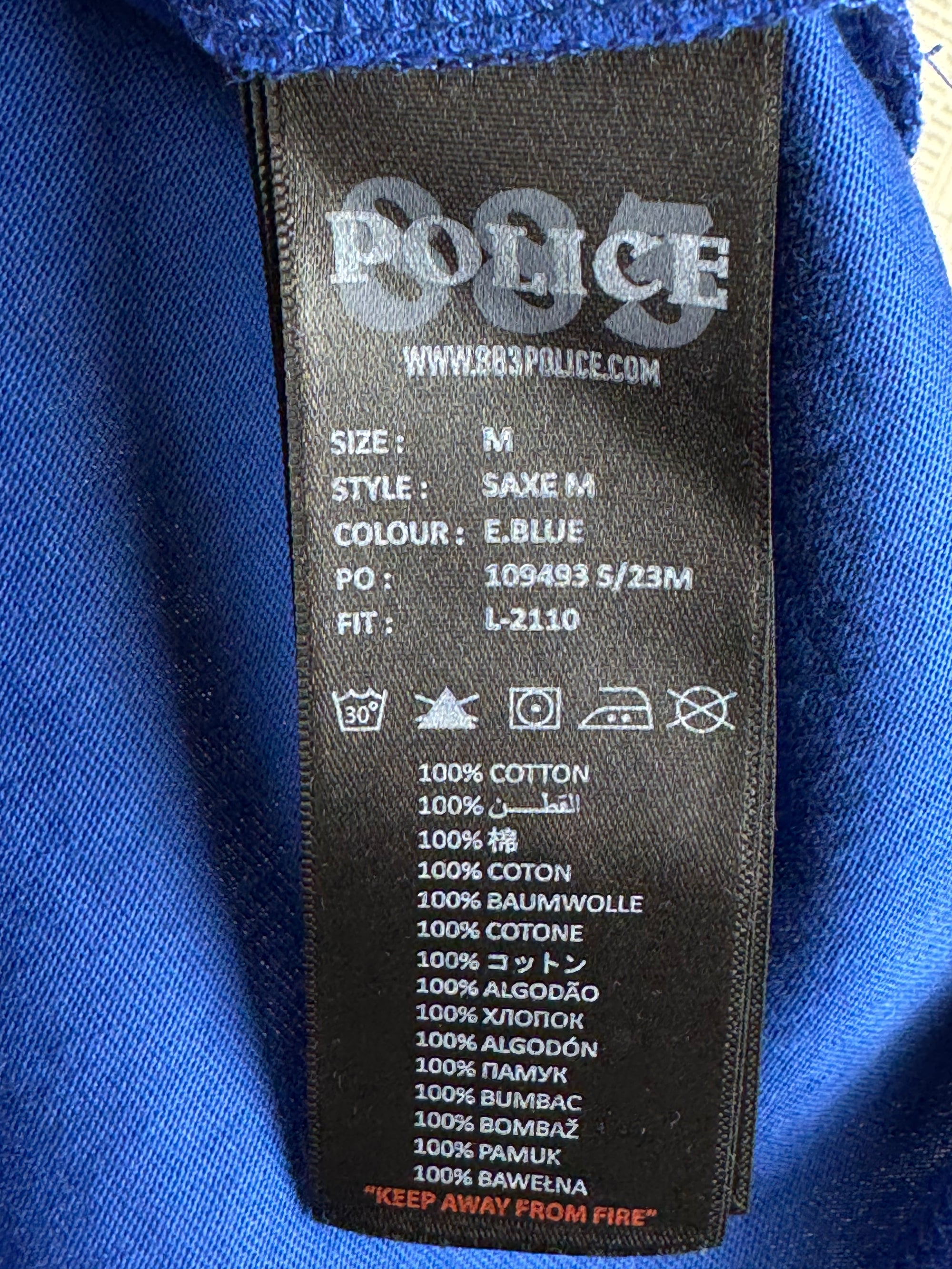 883 Police® Medium | Chest: 21.5" | Royal Blue | T-Shirt | Cotton | 4195 - Genuine Maal