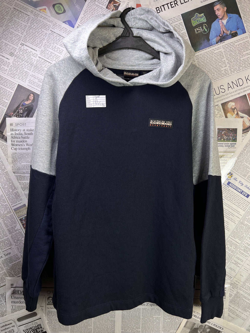 Napapijri® Small | Chest: 19" | Blue & Grey | Hoodie | 2142 - Genuine Maal